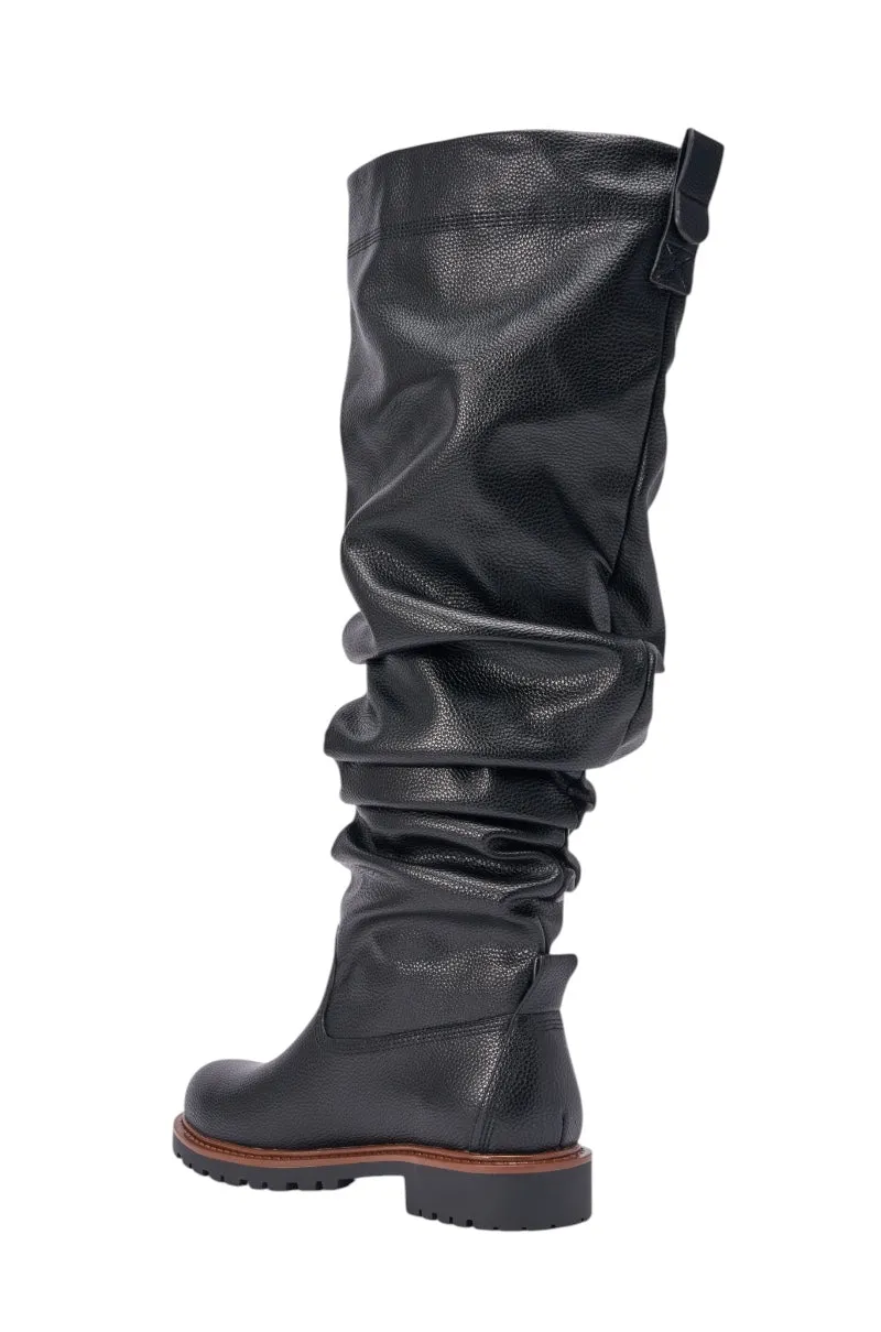 AZALEA WANG ARDIS BLACK FLAT RUCHED BOOT sold by AKIRA product image thumbnail 5