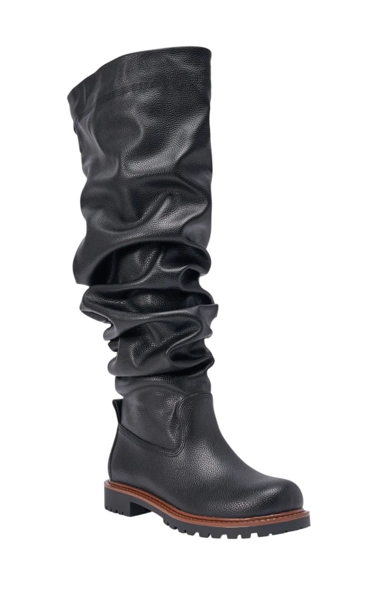 AZALEA WANG ARDIS BLACK FLAT RUCHED BOOT sold by AKIRA product image thumbnail 4