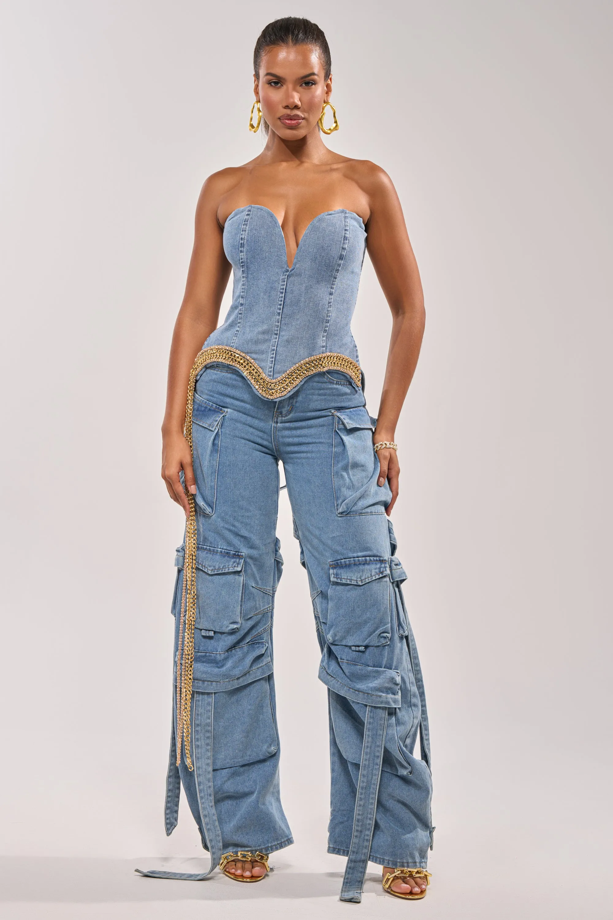 SHOW IT OFF DENIM CORSET sold by AKIRA product image thumbnail 3