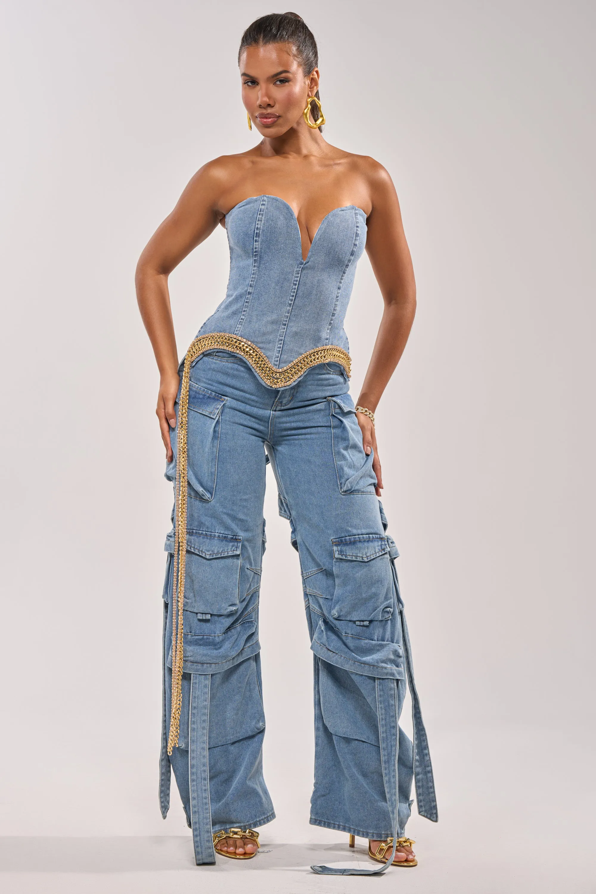 SHOW IT OFF DENIM CORSET sold by AKIRA product image thumbnail 2
