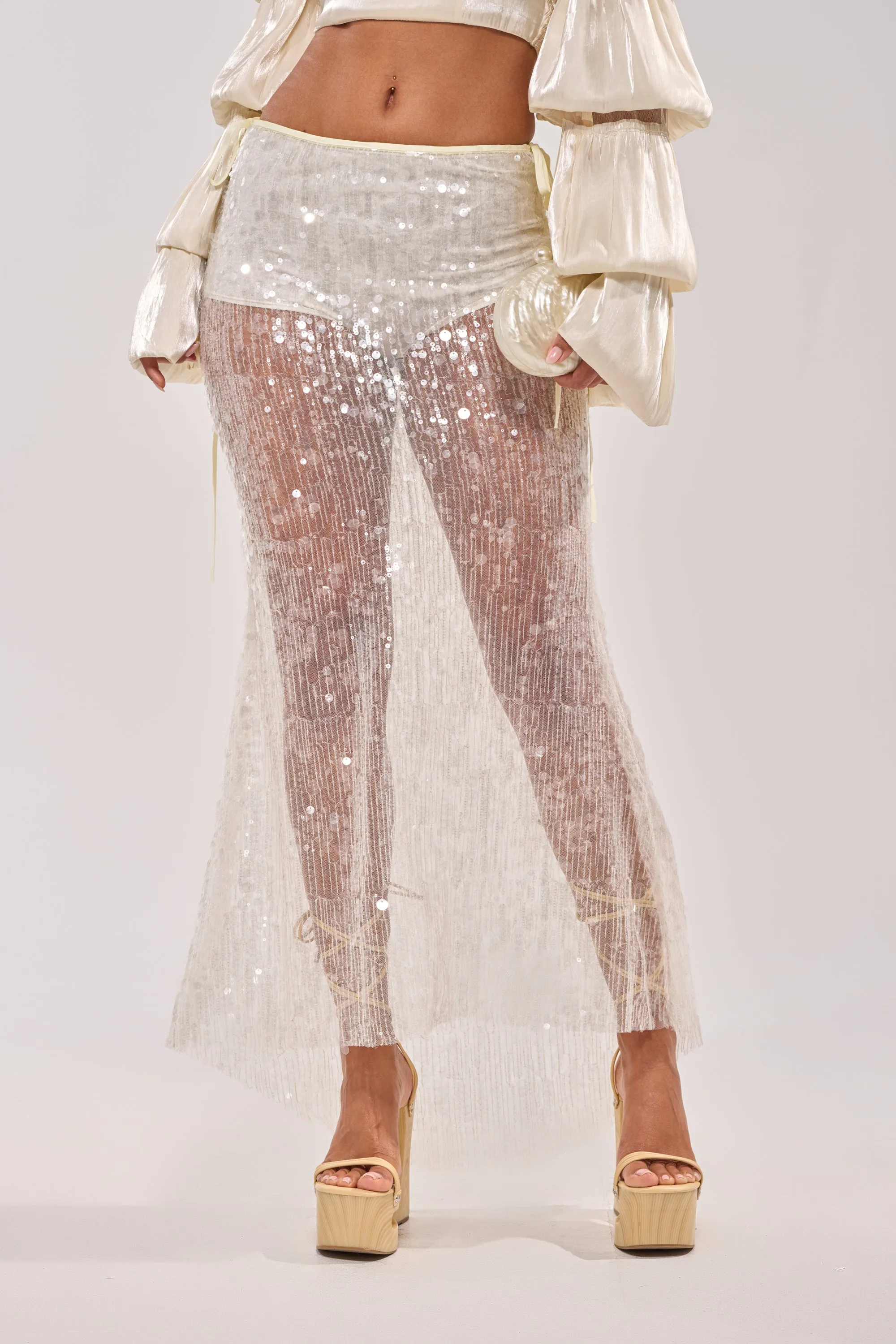 DRIPPING IN RHINESTONES MAXI SKIRT sold by AKIRA product image thumbnail 2