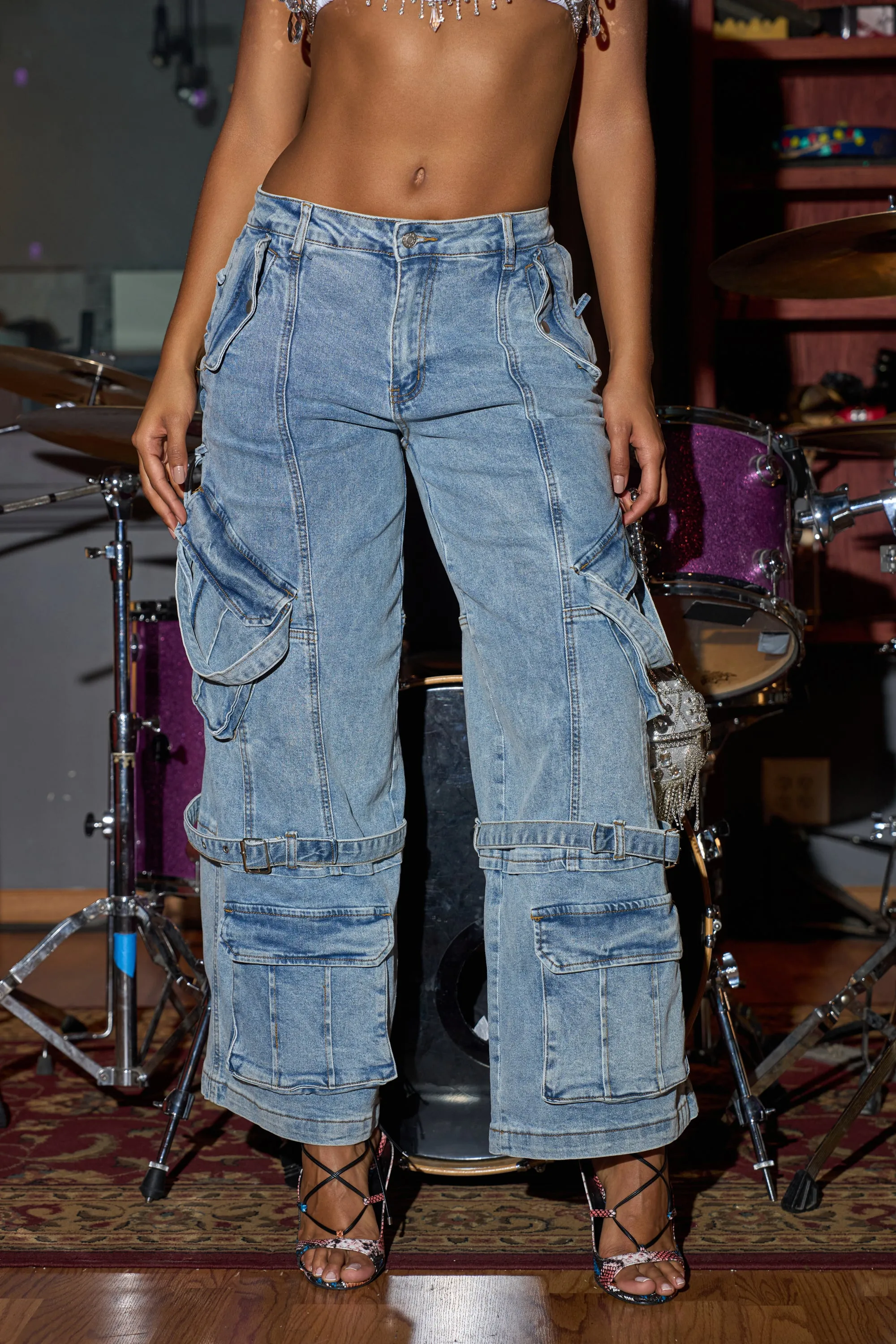 KARA DENIM CARGO PANT sold by AKIRA product image thumbnail 3