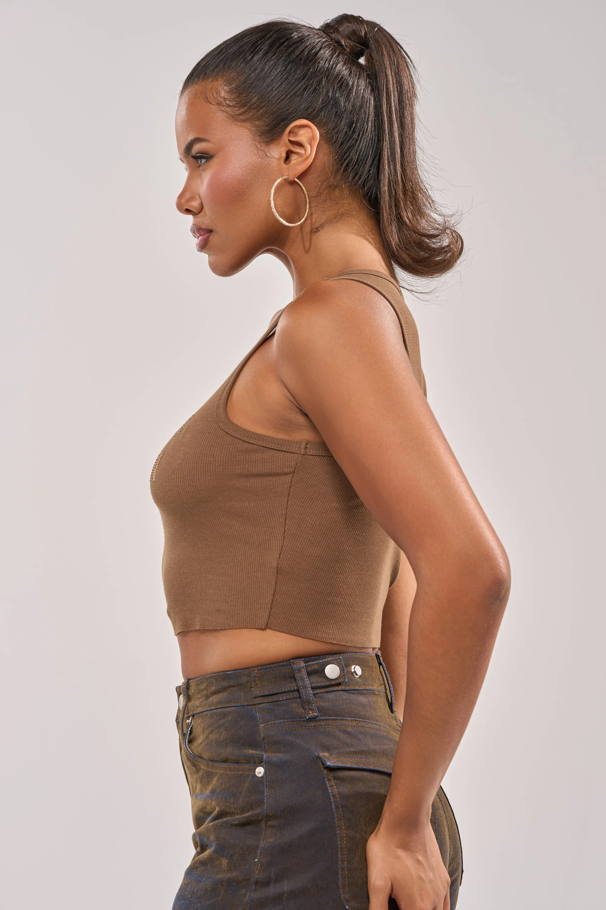 CNTING SZN RHINESTONE RIBBED TANK sold by AKIRA product image thumbnail 5