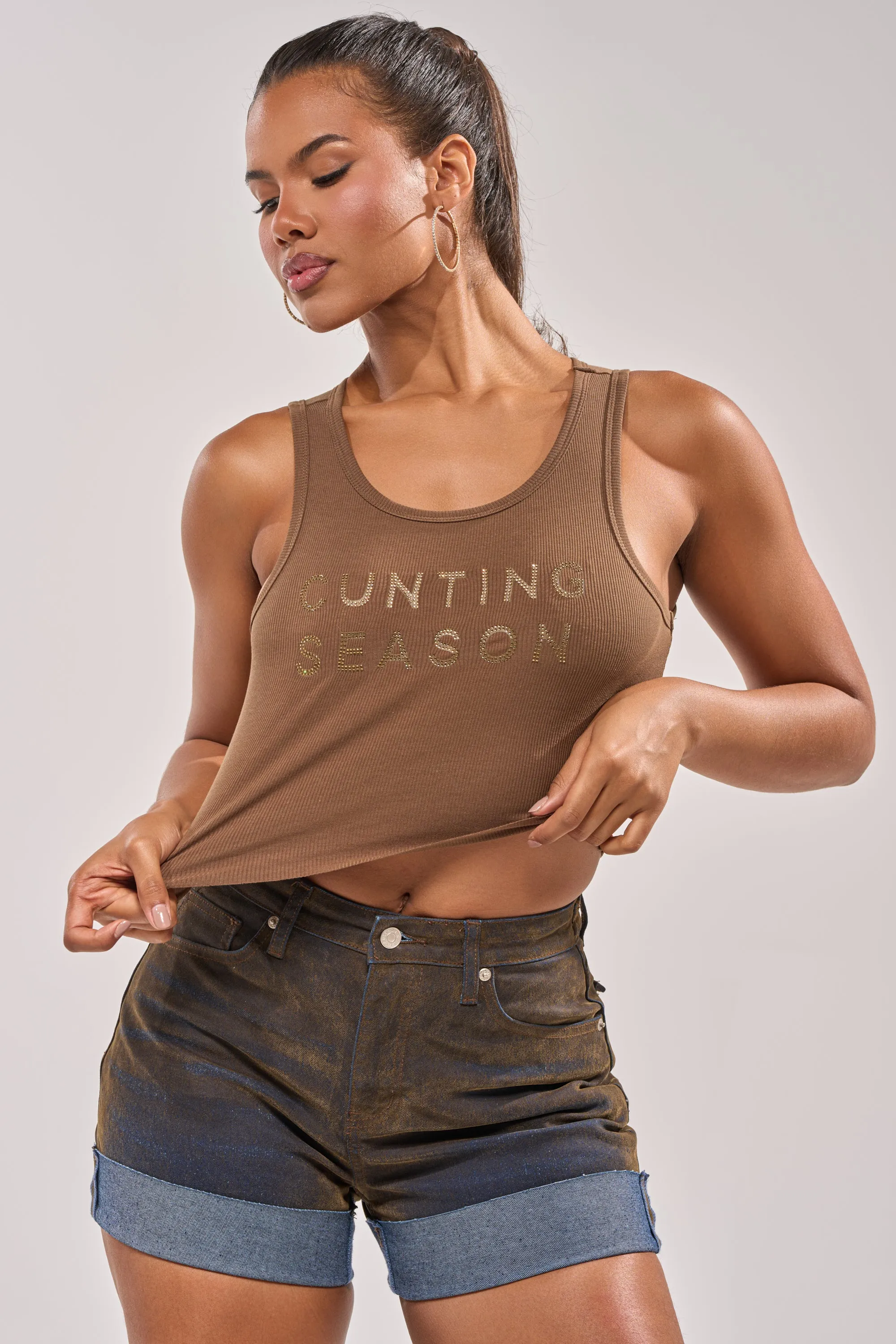 CNTING SZN RHINESTONE RIBBED TANK sold by AKIRA product image thumbnail 2