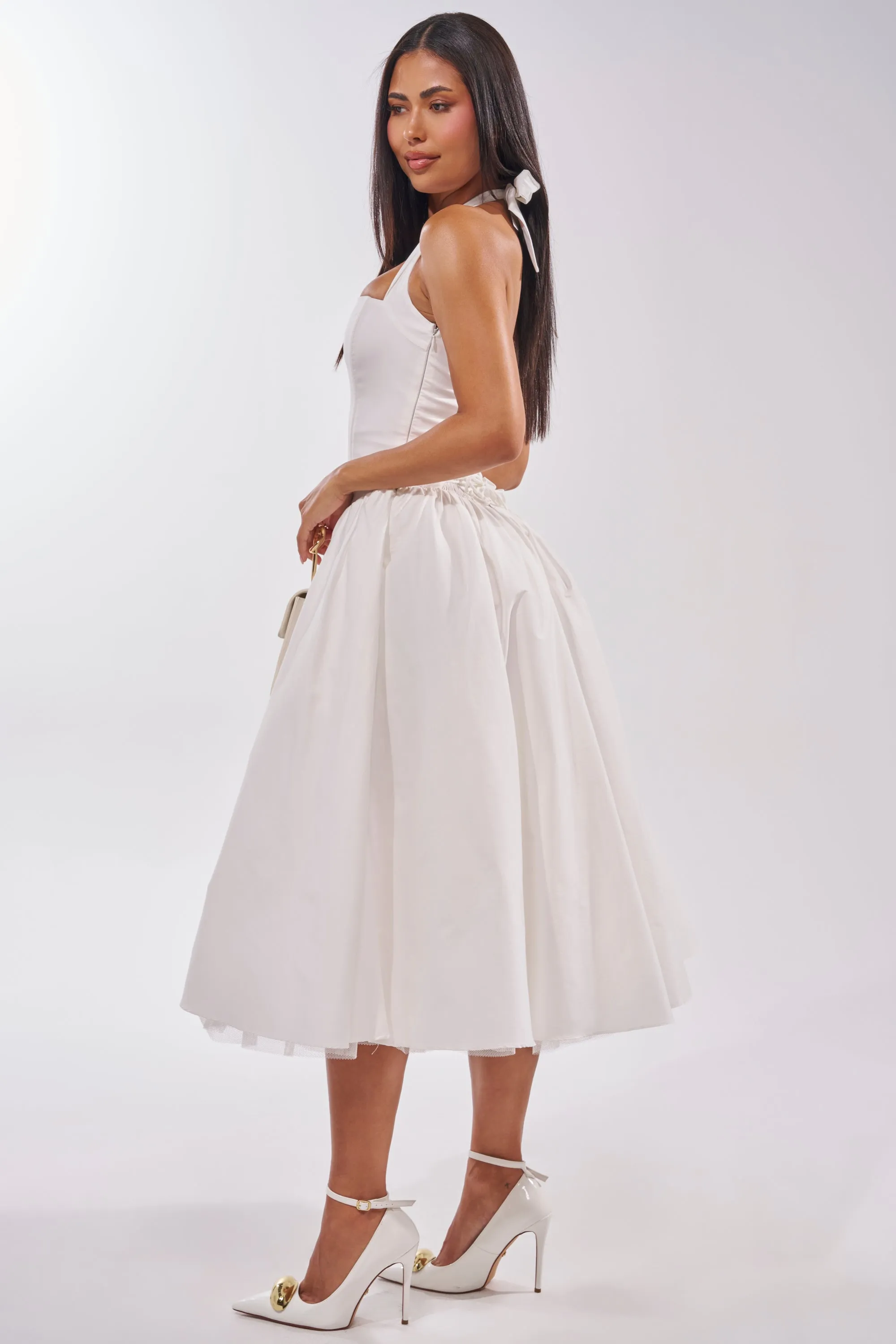 SUNDAY AFTERNOON POPLIN MIDI DRESS IN WHITE sold by AKIRA product image thumbnail 5