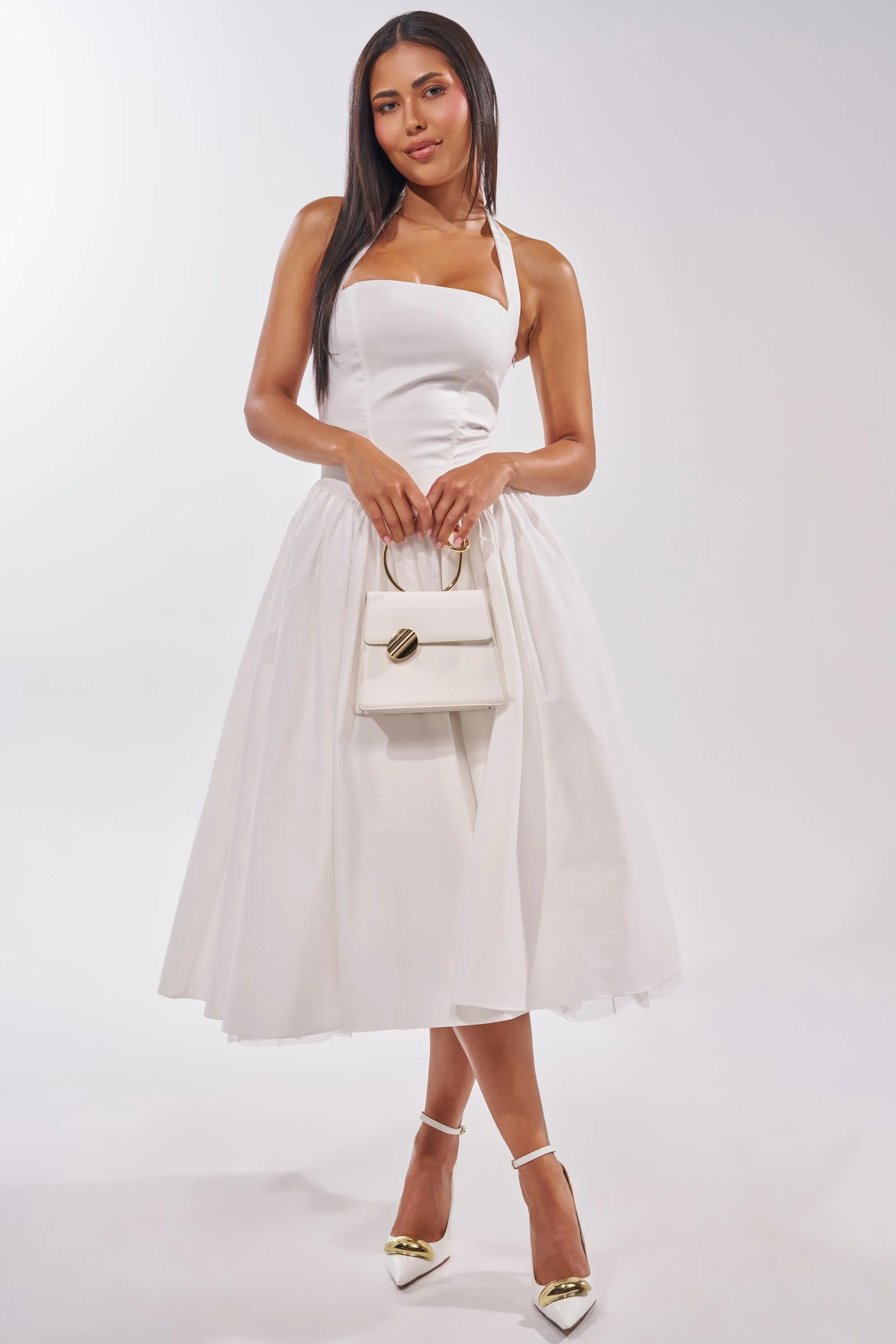 SUNDAY AFTERNOON POPLIN MIDI DRESS IN WHITE sold by AKIRA product image thumbnail 4