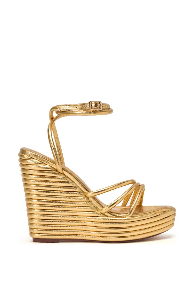 AZALEA WANG AVENY GOLD STRAP ROUND TOE WEDGE SANDAL sold by AKIRA product image thumbnail 4