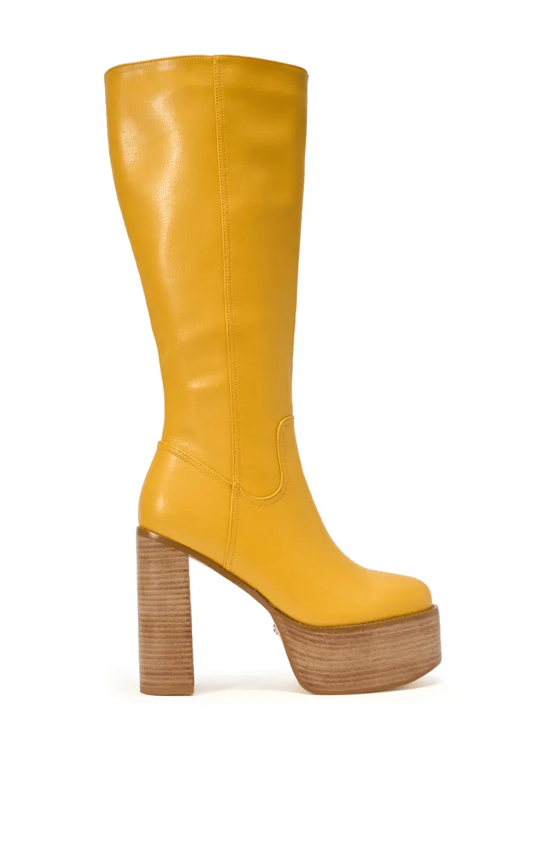 AZALEA WANG LANDRY YELLOW PU WOOD STACK PLATFORM BOOT sold by AKIRA product image thumbnail 4