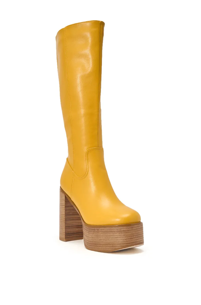 AZALEA WANG LANDRY YELLOW PU WOOD STACK PLATFORM BOOT sold by AKIRA product image thumbnail 5