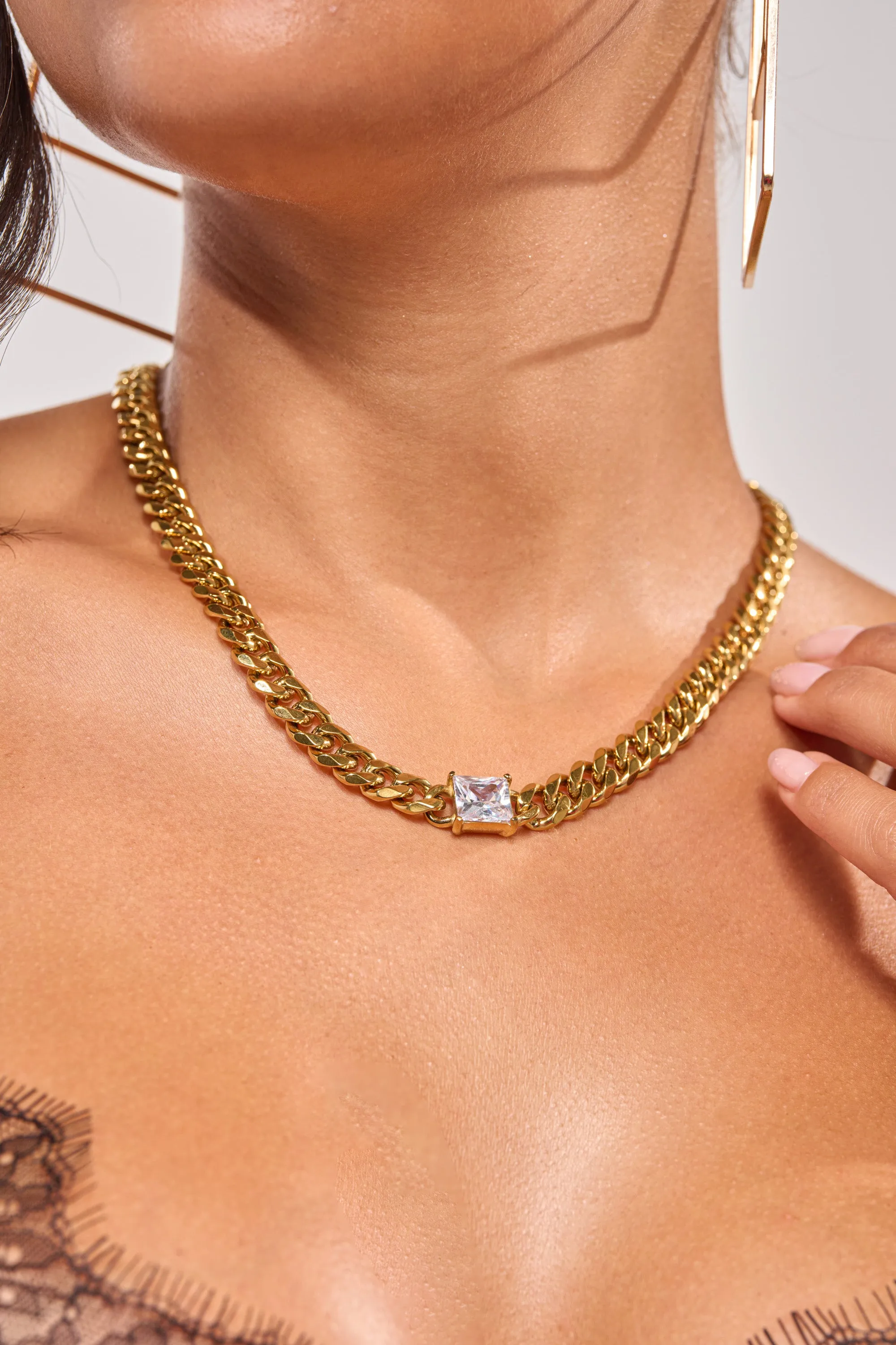 STAINLESS STEEL SQUARE CZ NECKLACE sold by AKIRA product image thumbnail 2