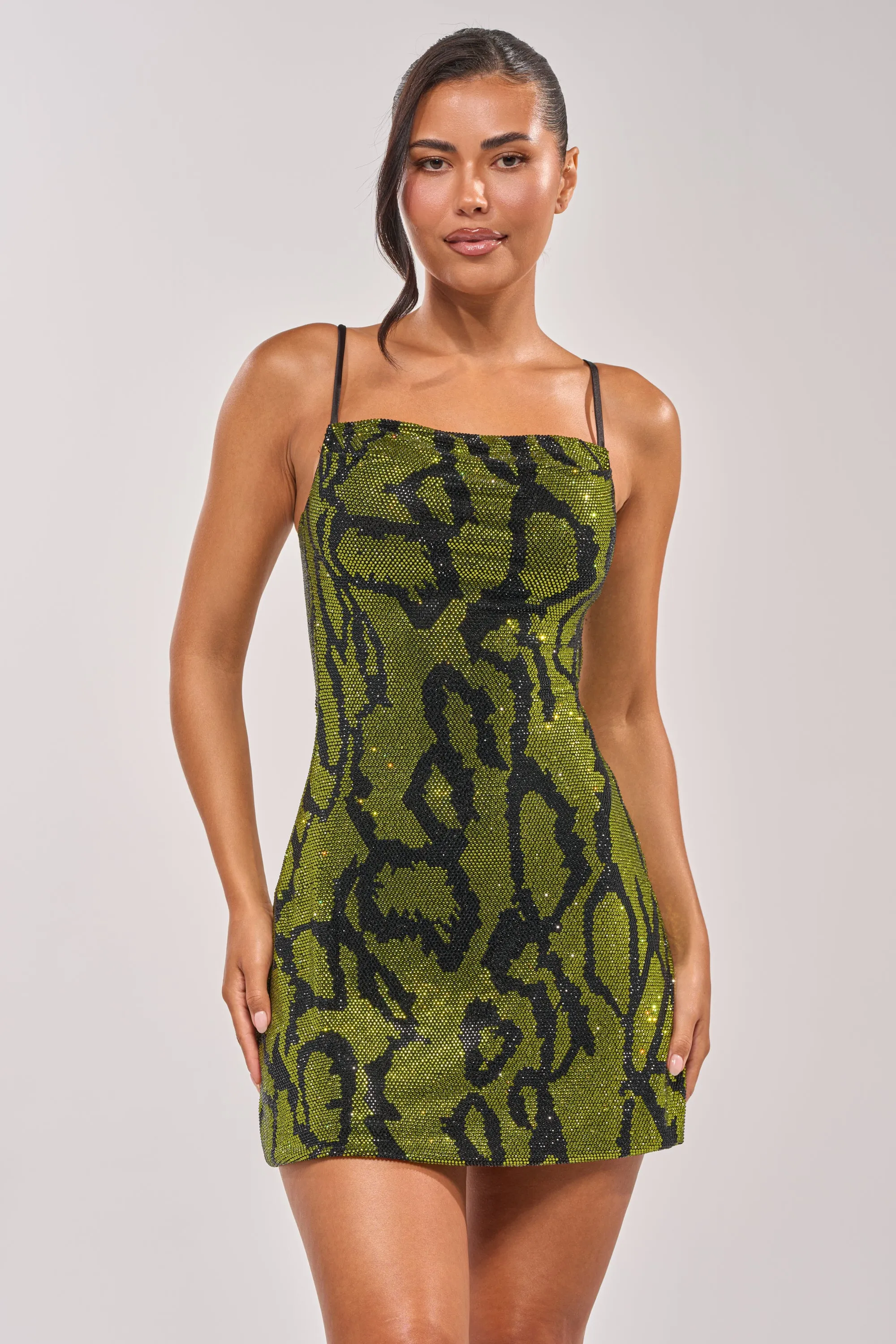 GABBI SEQUIN PRINT MINI DRESS IN GREEN sold by AKIRA product image thumbnail 3