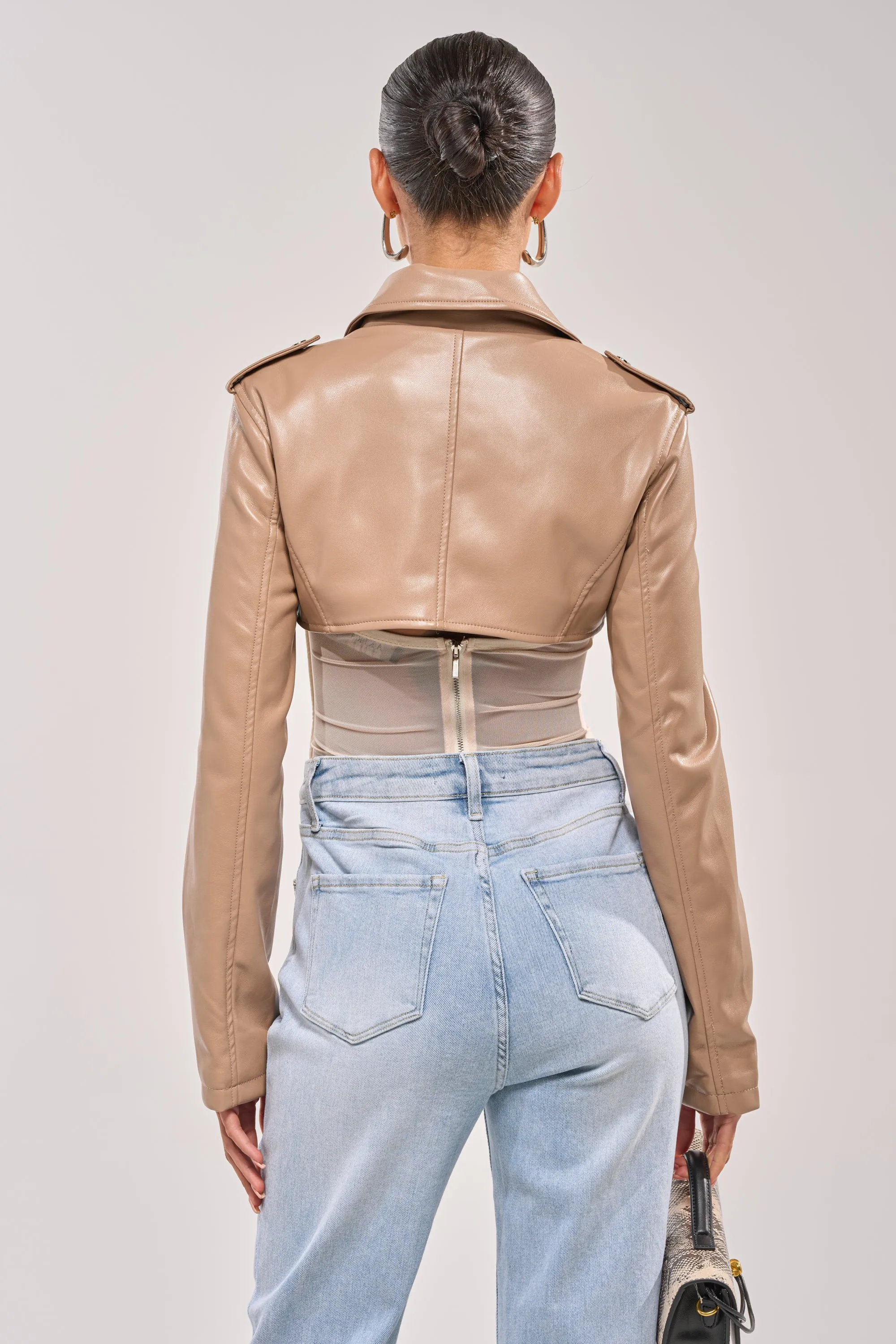 HARLEY LUXE ULTRA CROP MOTO IN TAUPE sold by AKIRA product image thumbnail 5