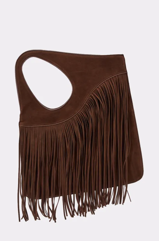FRINGED OUT SHOULDER PURSE made by AKIRA
