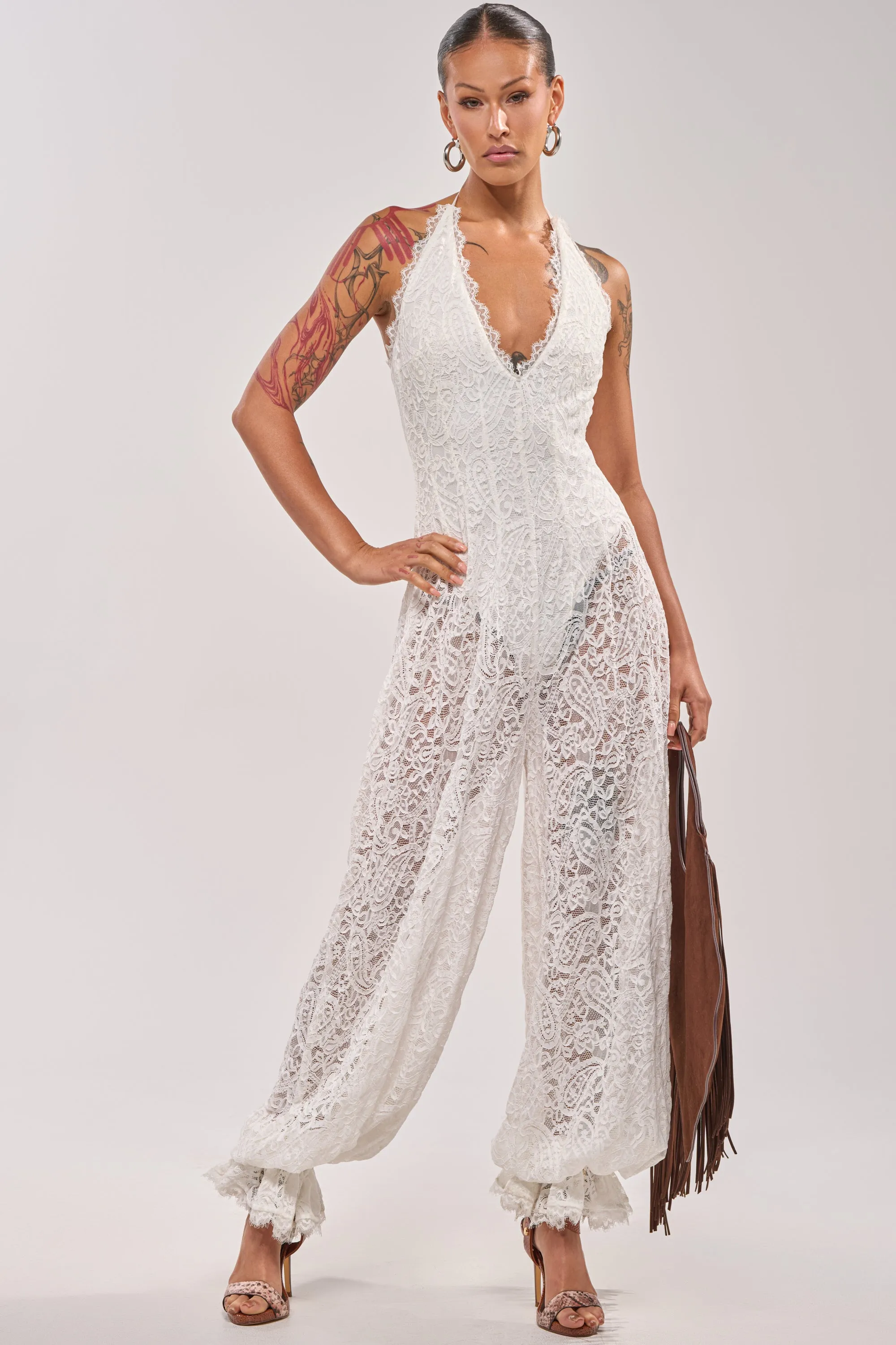 GALAVANTING LACE JUMPSUIT IN IVORY sold by AKIRA product image thumbnail 2
