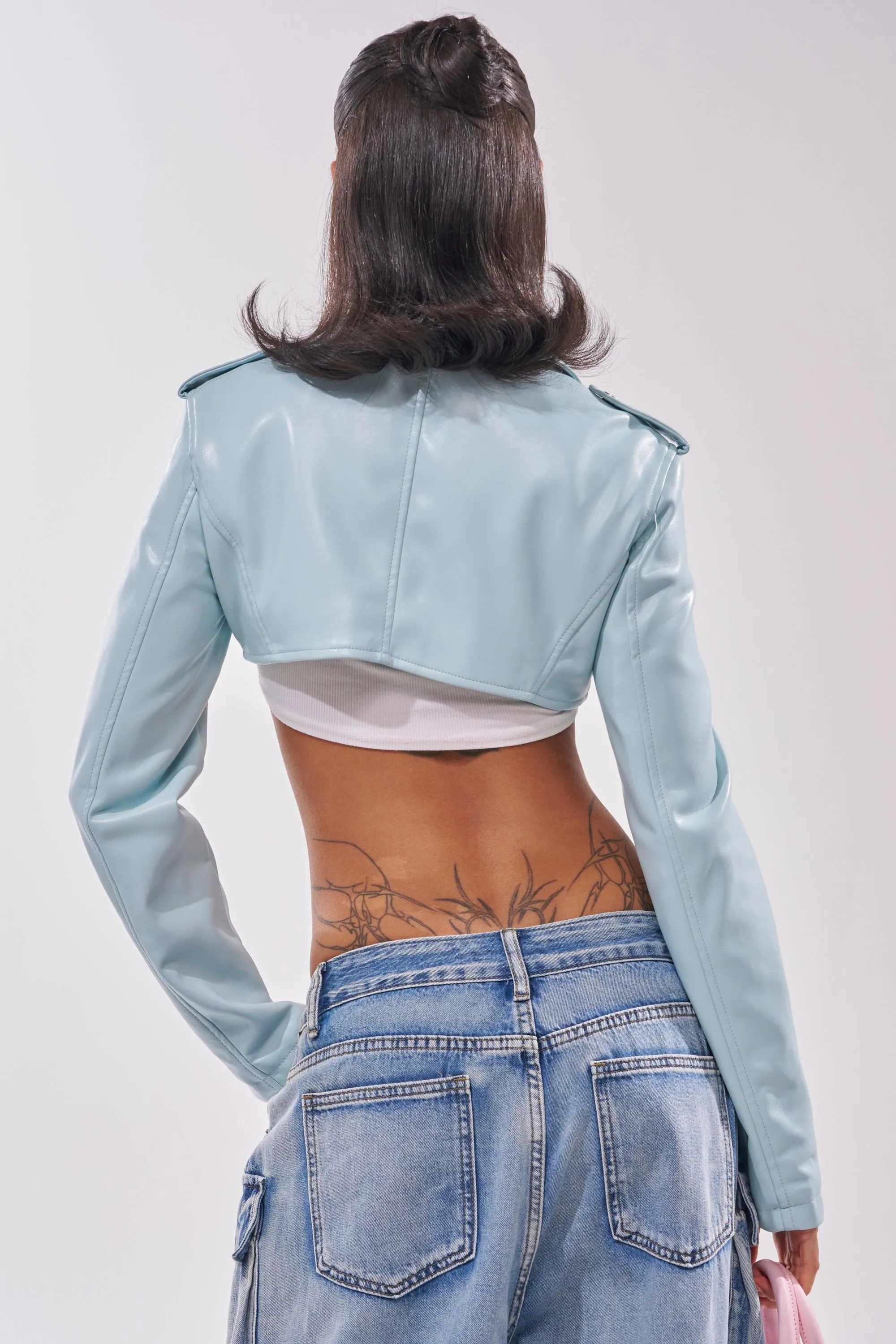 HARLEY LUXE ULTRA CROP MOTO IN LIGHT BLUE sold by AKIRA product image thumbnail 5