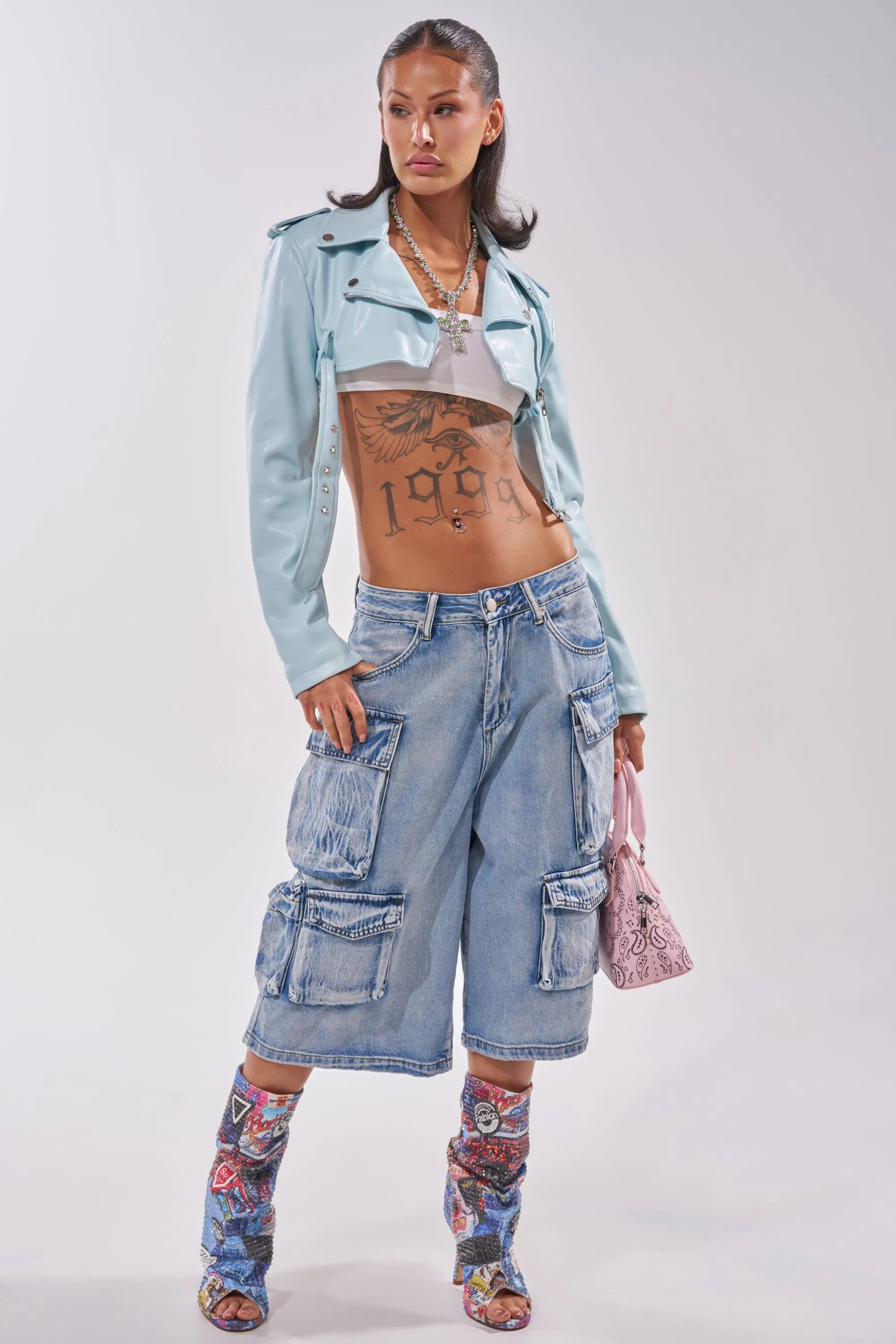 TOO MUCH FUN CARGO BERMUDA SHORT sold by AKIRA