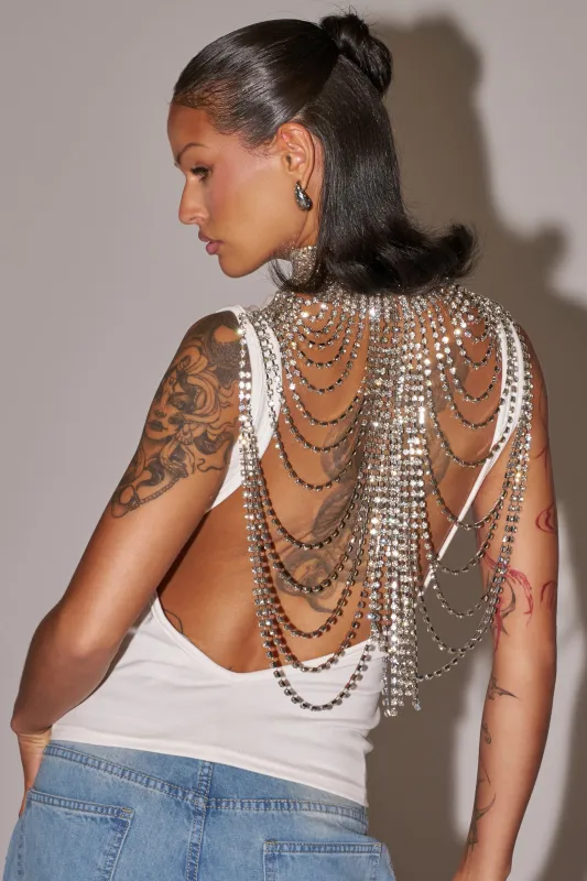 ONE OF ONE RHINESTONE SLEEVELESS TEE made by AKIRA