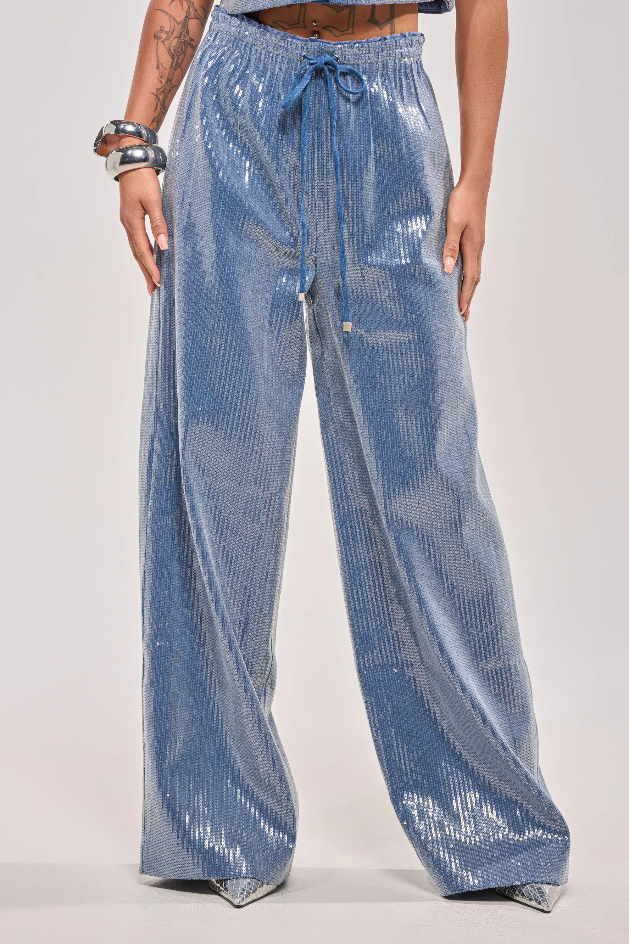 SHAKE IT GIRL SEQUIN WIDE LEG JOGGER sold by AKIRA product image thumbnail 3