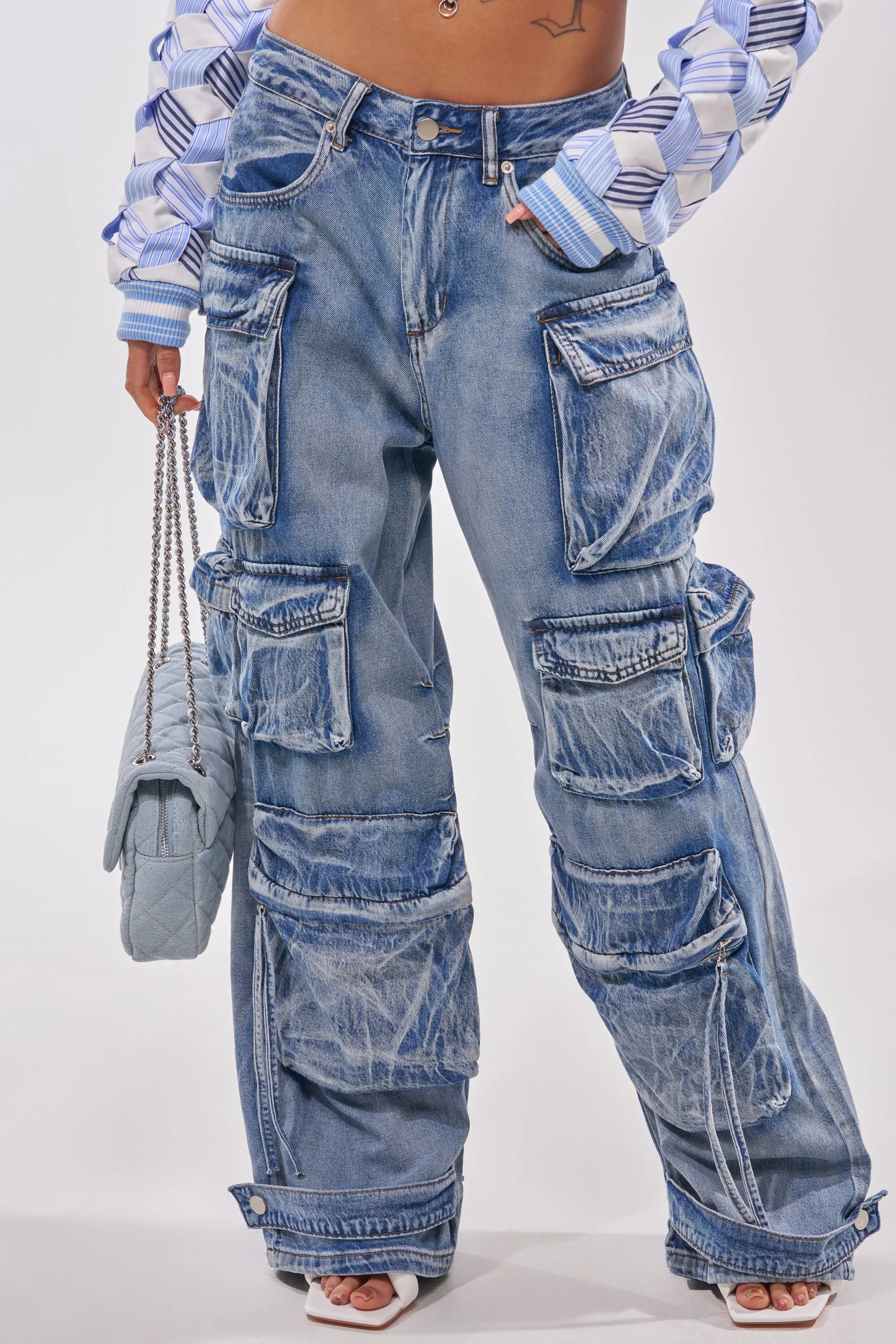 EASY ENOUGH CARGO DENIM sold by AKIRA