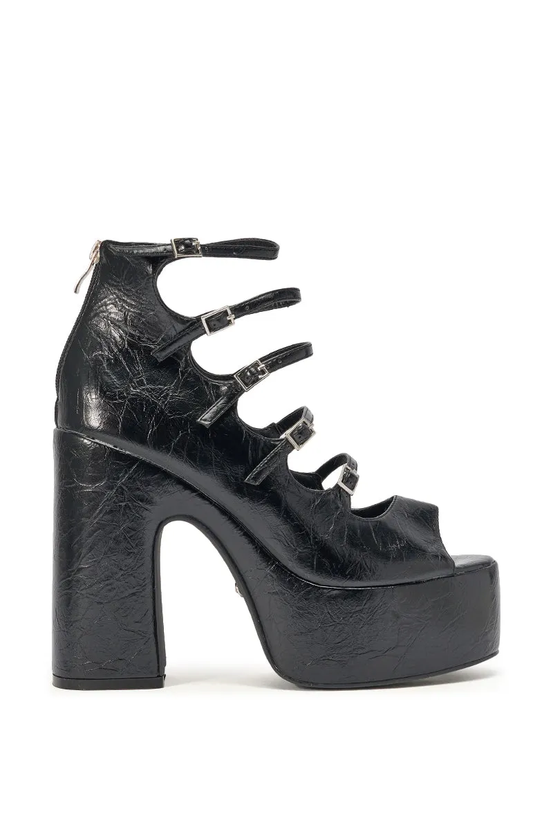 AZALEA WANG SMITTEN BLACK PU STRAPPY BLOCK HEEL SANDAL sold by AKIRA product image thumbnail 5