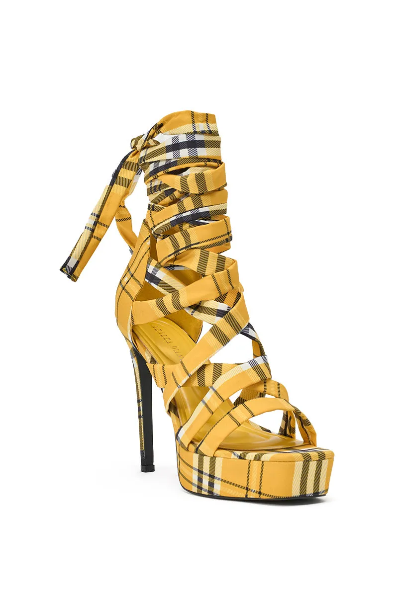 AZALEA WANG JEMISHA YELLOW PLAID PLATFORM LACE UP SANDAL sold by AKIRA product image thumbnail 5