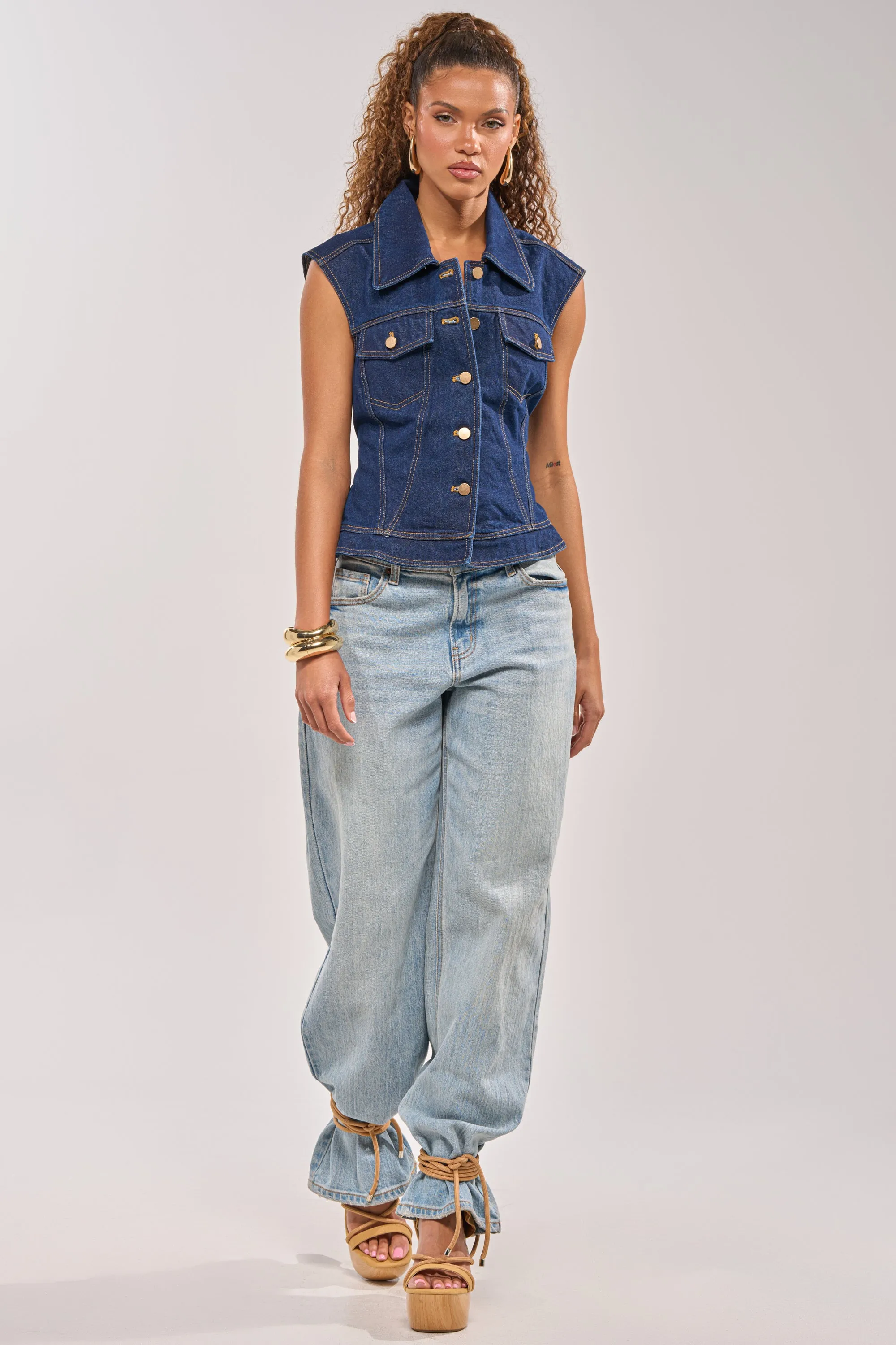 BIRDIE DENIM VEST sold by AKIRA product image thumbnail 5
