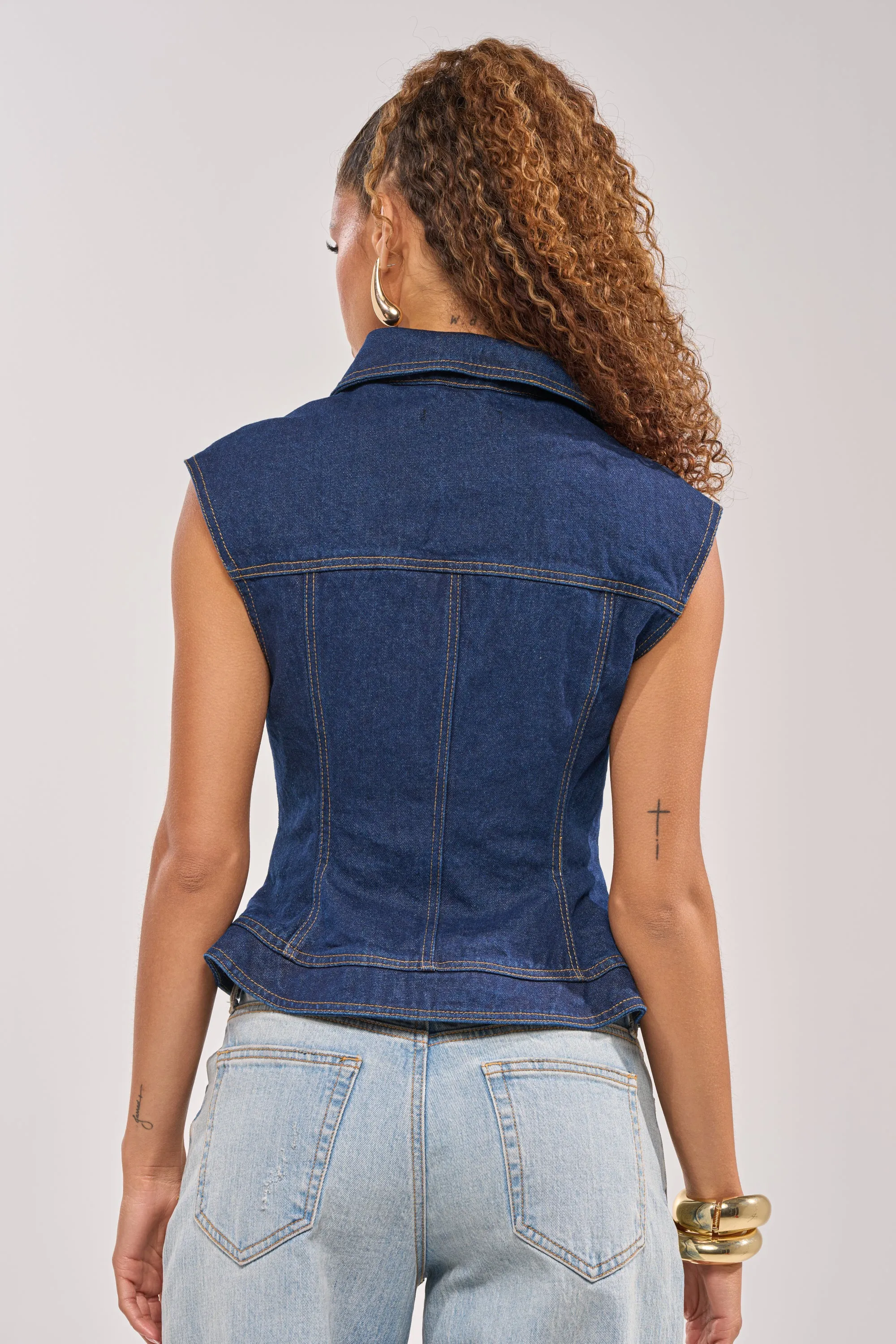 BIRDIE DENIM VEST sold by AKIRA product image thumbnail 4