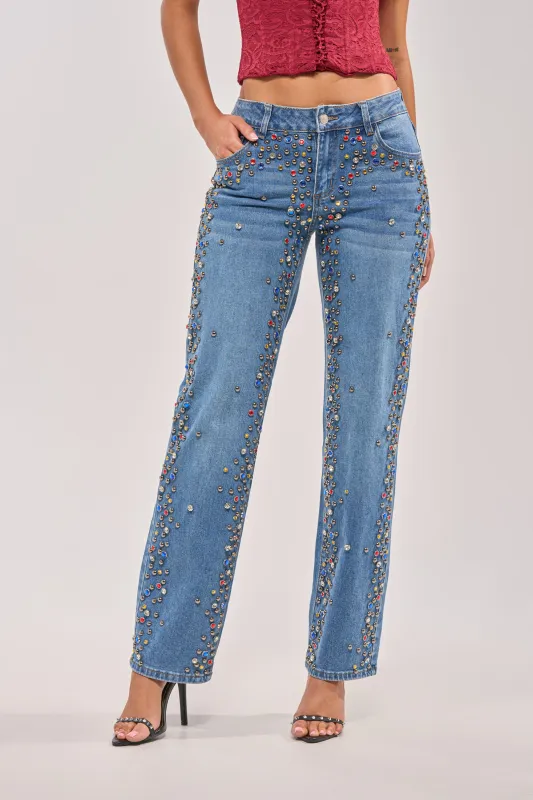 JESSIE RHINESTONE DENIM made by AKIRA