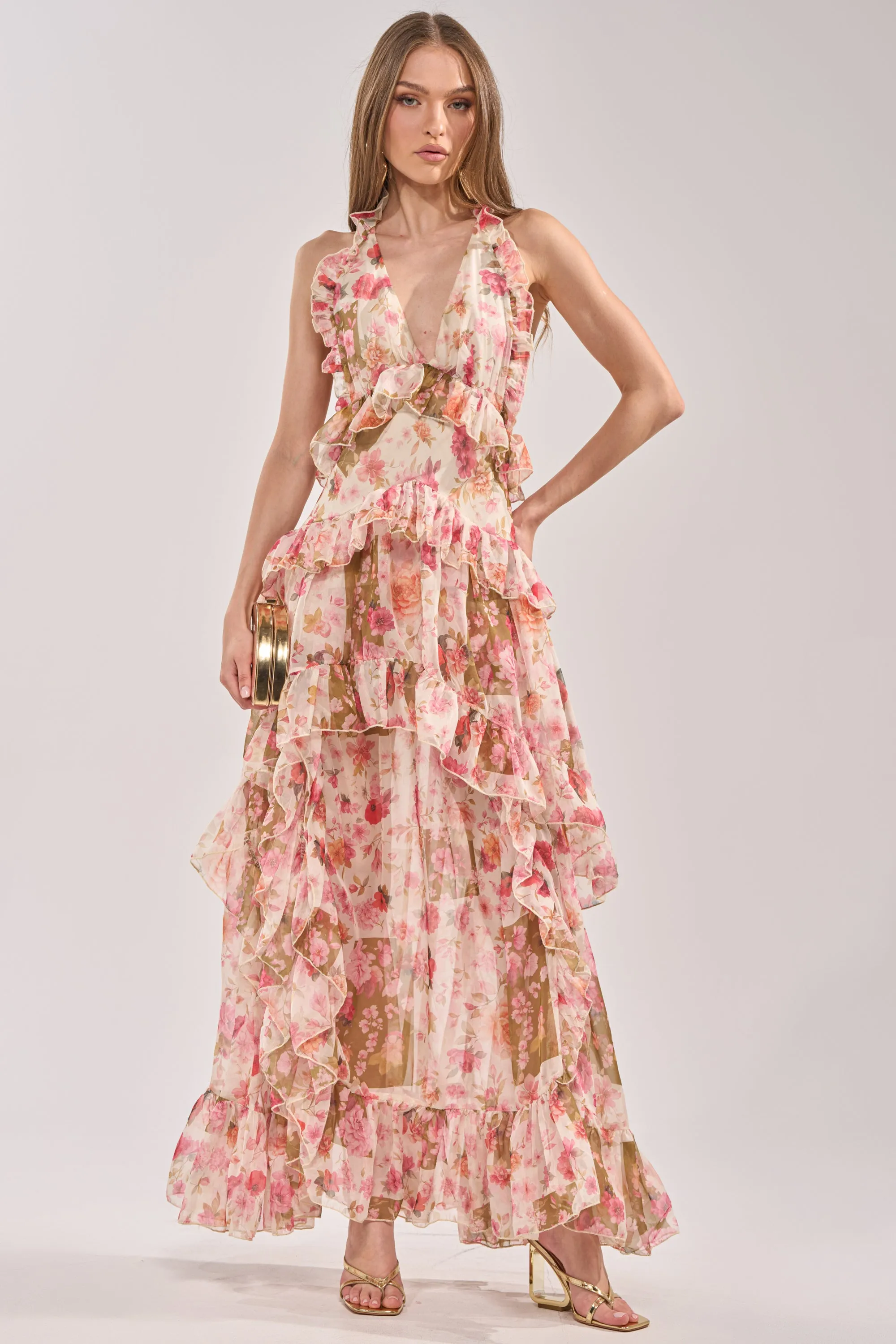 SUMMER STROLL FLORAL CHIFFON MAXI DRESS sold by AKIRA product image thumbnail 3