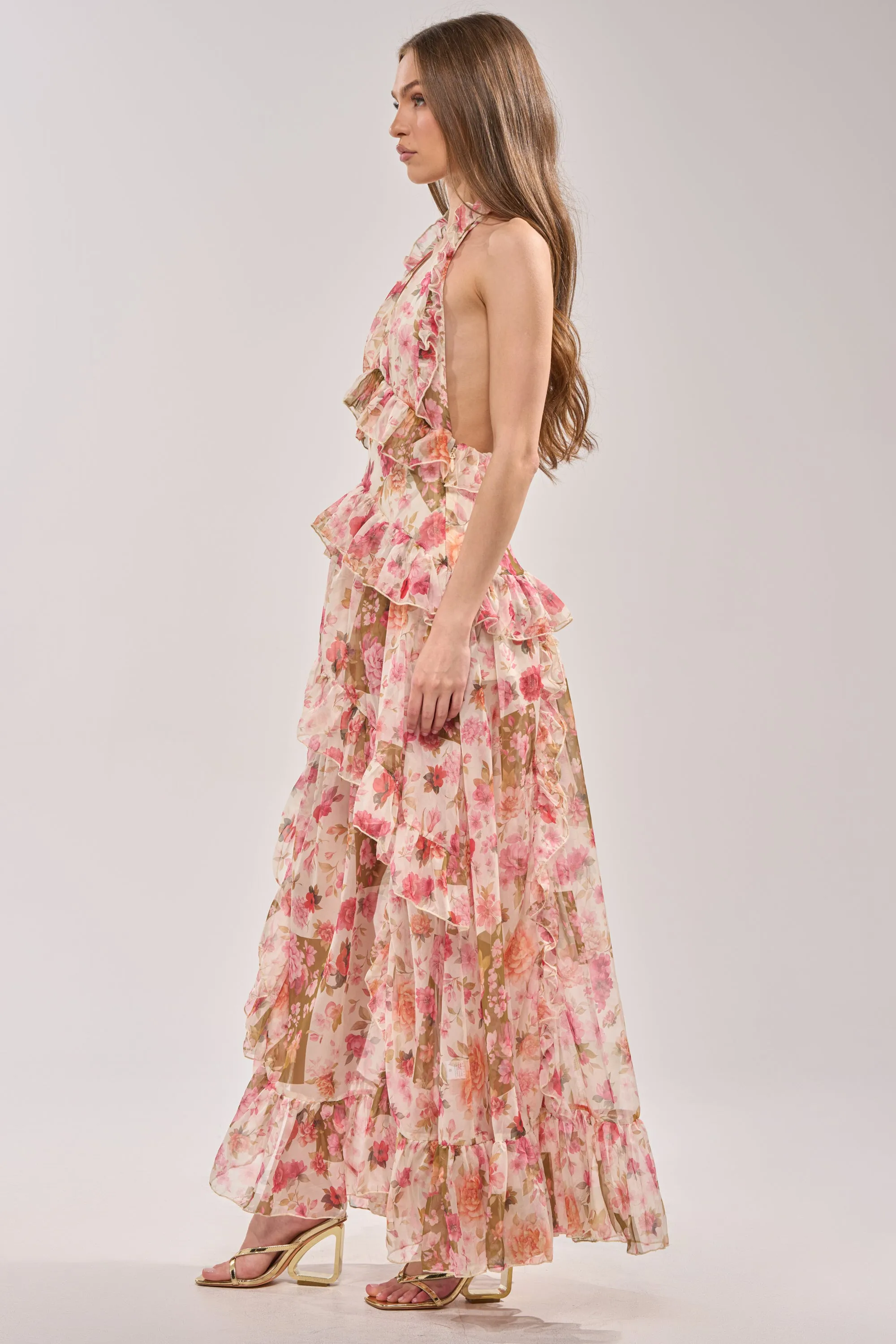 SUMMER STROLL FLORAL CHIFFON MAXI DRESS sold by AKIRA product image thumbnail 4