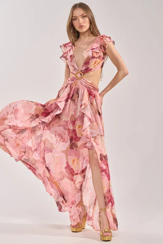 LOVE YOU LATER FLORAL MAXI DRESS made by AKIRA
