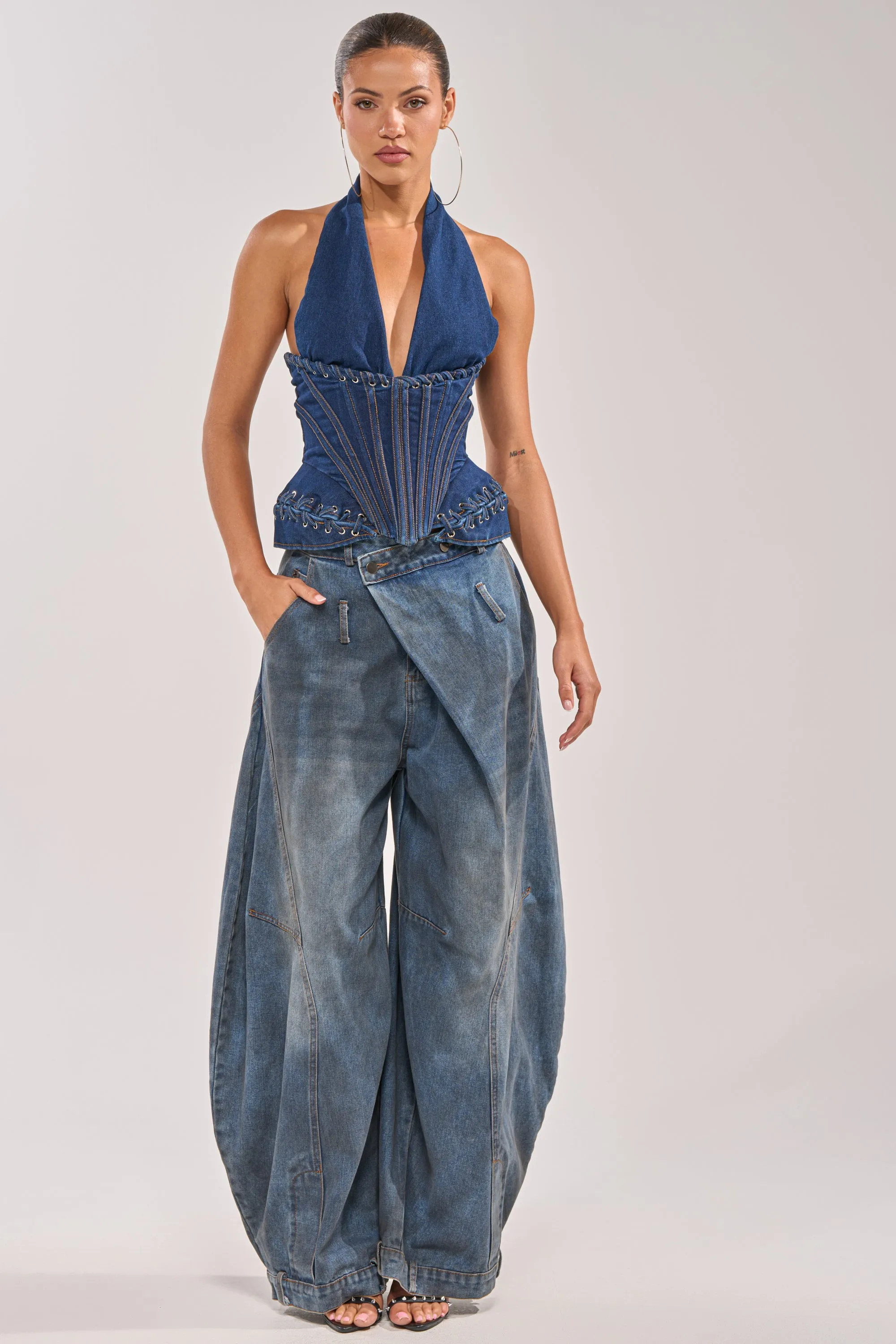 NOT MY PROBLEM DENIM CORSET sold by AKIRA product image thumbnail 5