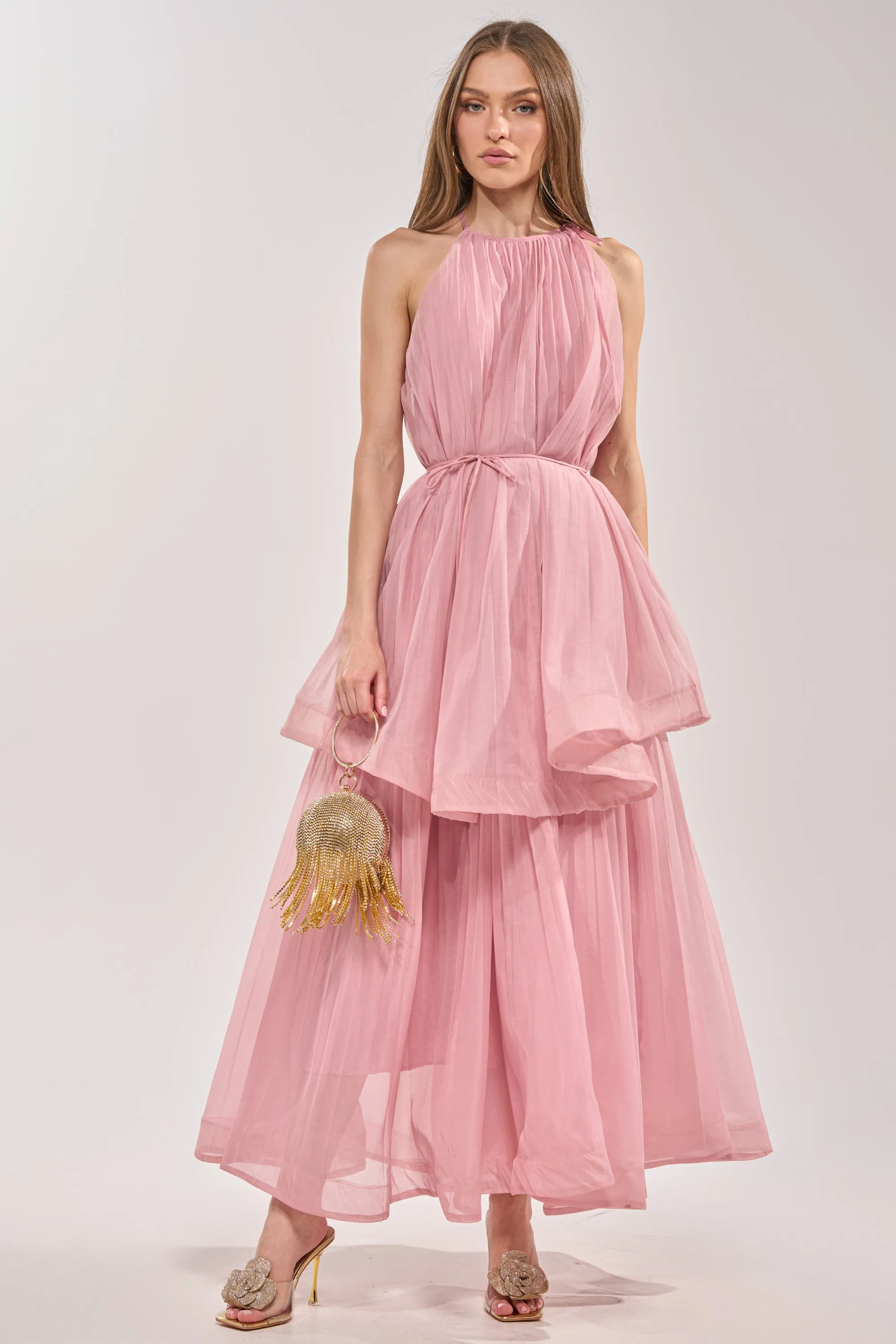 BREEZY GIRL TIERED MAXI DRESS IN BLUSH sold by AKIRA product image thumbnail 4