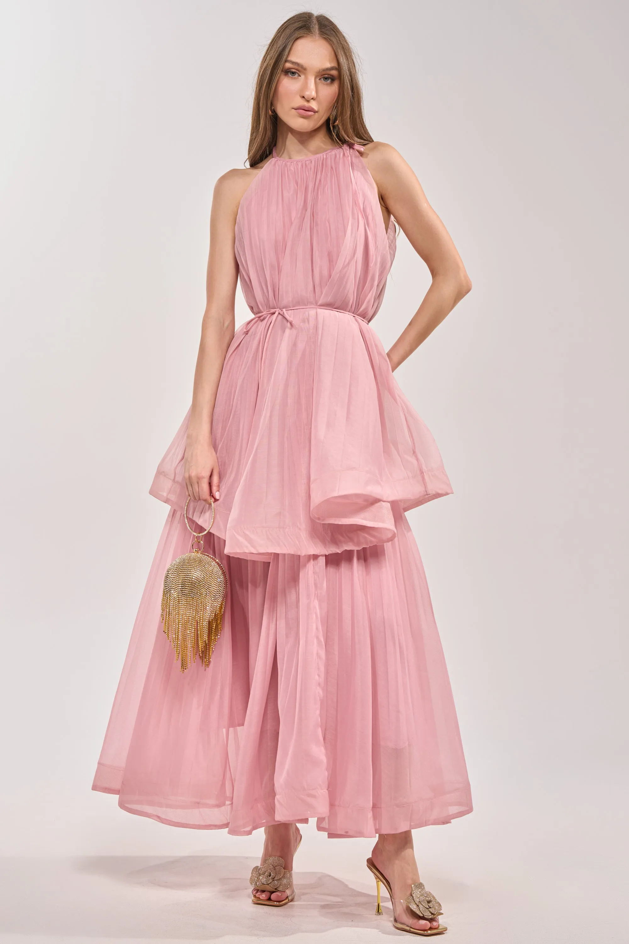 BREEZY GIRL TIERED MAXI DRESS IN BLUSH sold by AKIRA product image thumbnail 3