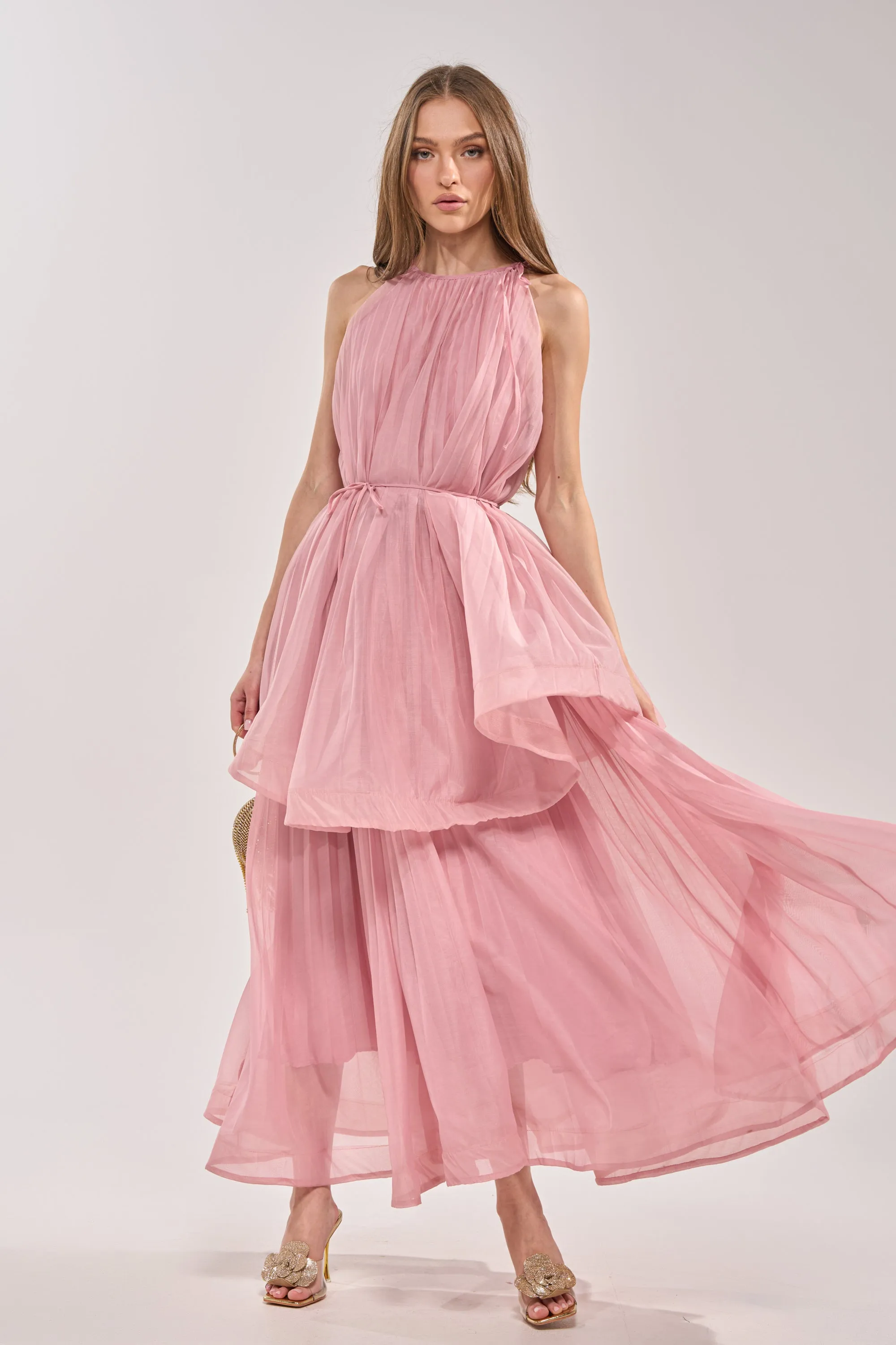 BREEZY GIRL TIERED MAXI DRESS IN BLUSH sold by AKIRA product image thumbnail 2