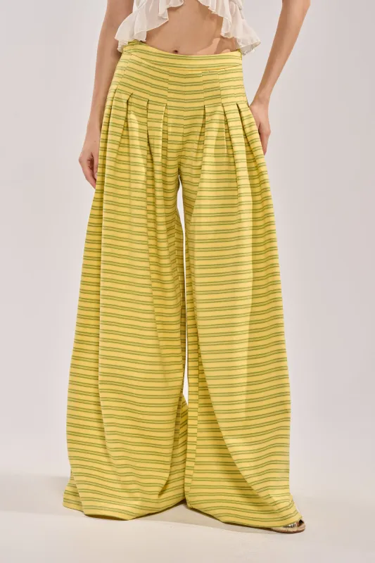 SILVER COAST YELLOW STRIPE TROUSER made by AKIRA