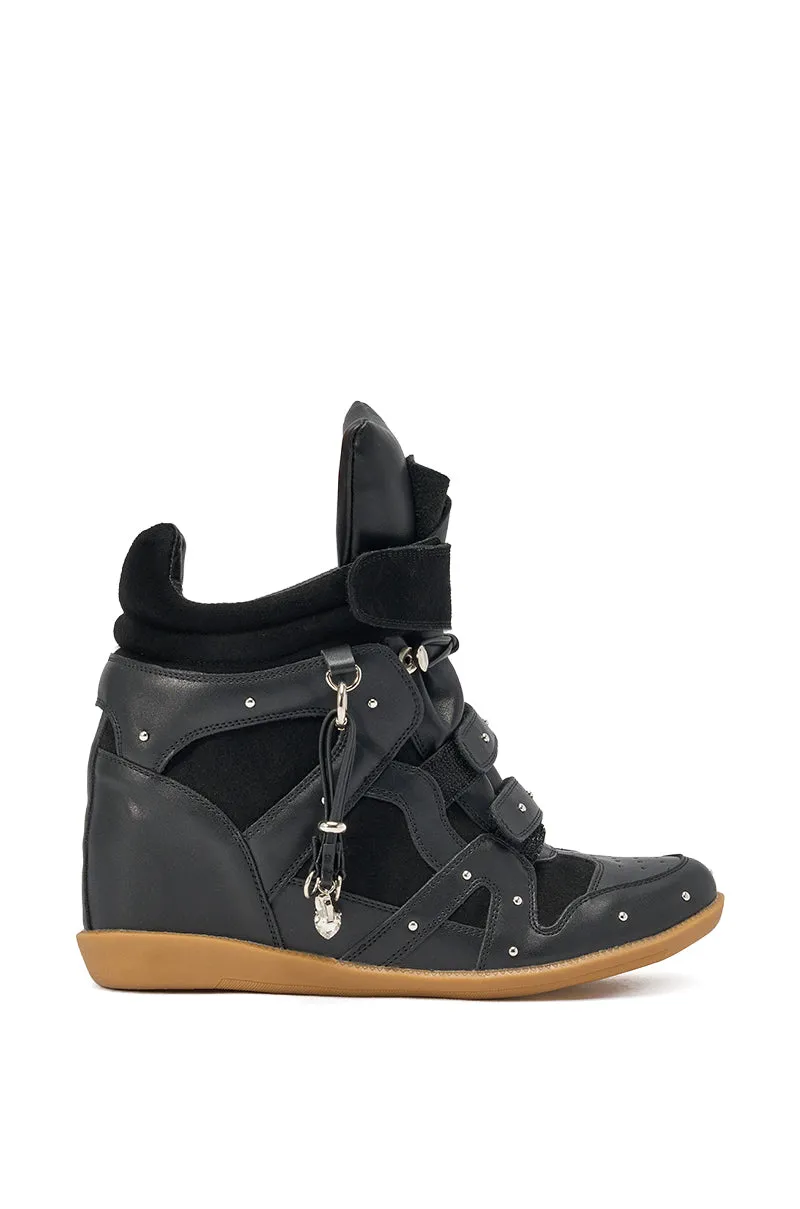 AKIRA GOLD RANGELEY BLACK SILVER HARDWARE EMBELLISHED WEDGE SNEAKER sold by AKIRA product image thumbnail 3