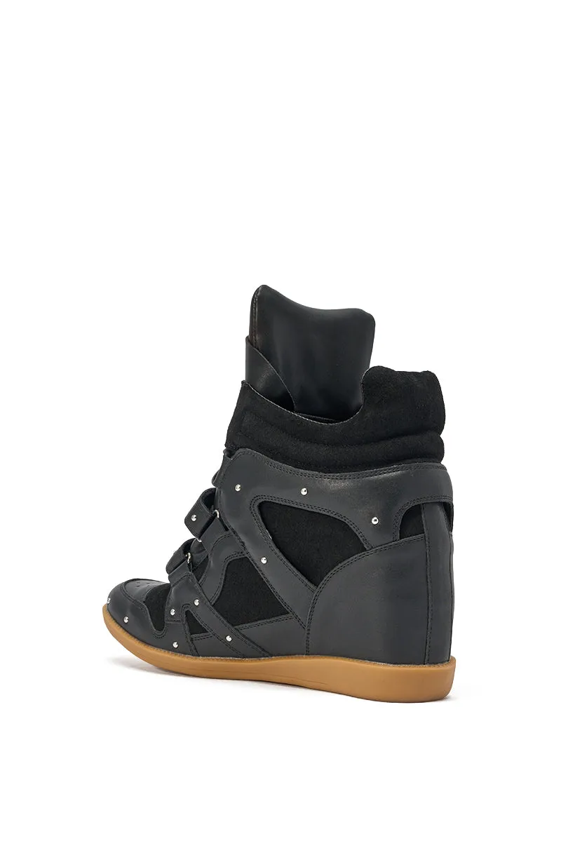 AKIRA GOLD RANGELEY BLACK SILVER HARDWARE EMBELLISHED WEDGE SNEAKER sold by AKIRA product image thumbnail 5