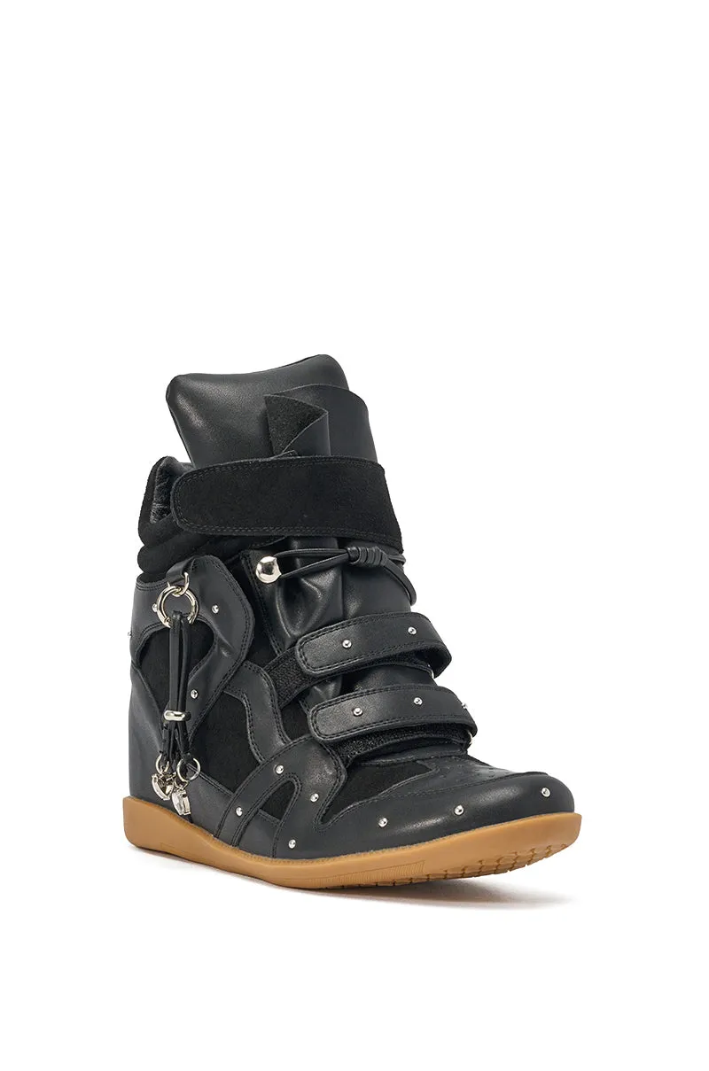 AKIRA GOLD RANGELEY BLACK SILVER HARDWARE EMBELLISHED WEDGE SNEAKER sold by AKIRA product image thumbnail 4
