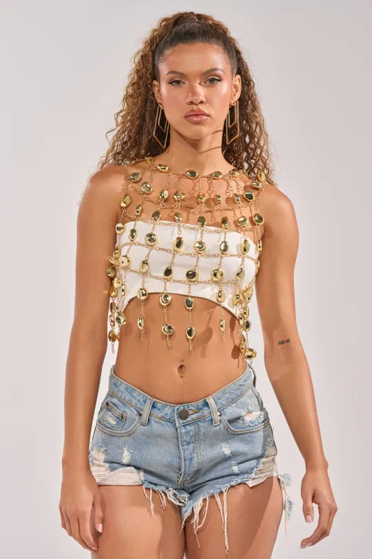 PEBBLE BEACH STONE CHAIN TOP made by AKIRA