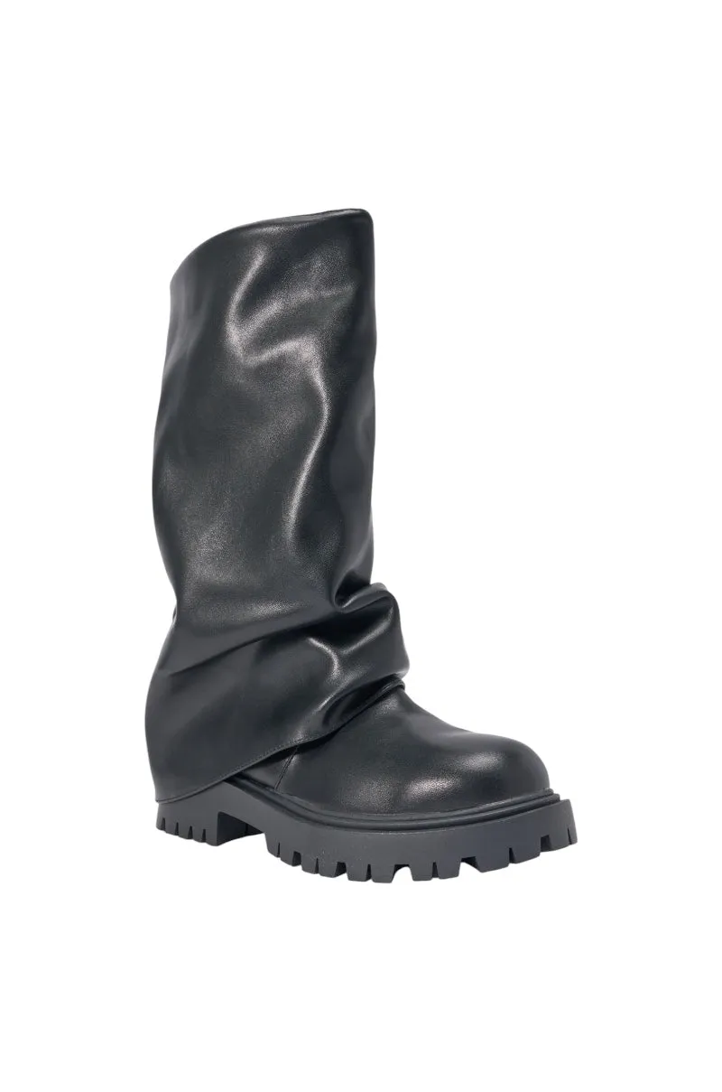 AZALEA WANG HOYT BLACK FLAT RUCHED BOOTIE sold by AKIRA product image thumbnail 5
