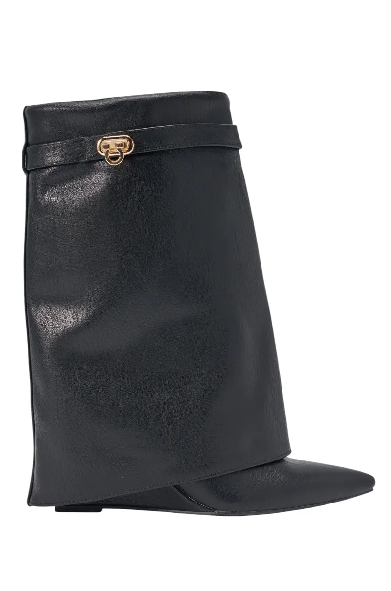 AZALEA WANG LOUISA BLACK PU WEDGE BOOTIE sold by AKIRA product image thumbnail 3