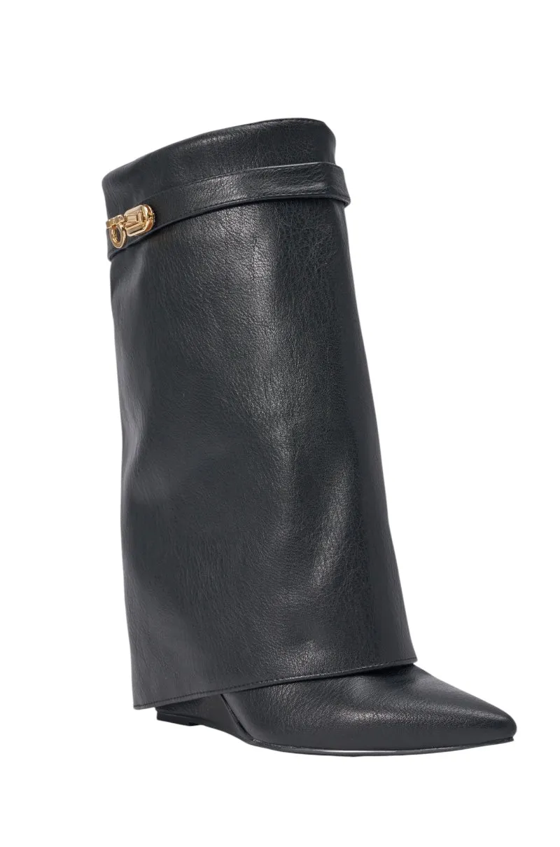 AZALEA WANG LOUISA BLACK PU WEDGE BOOTIE sold by AKIRA product image thumbnail 4