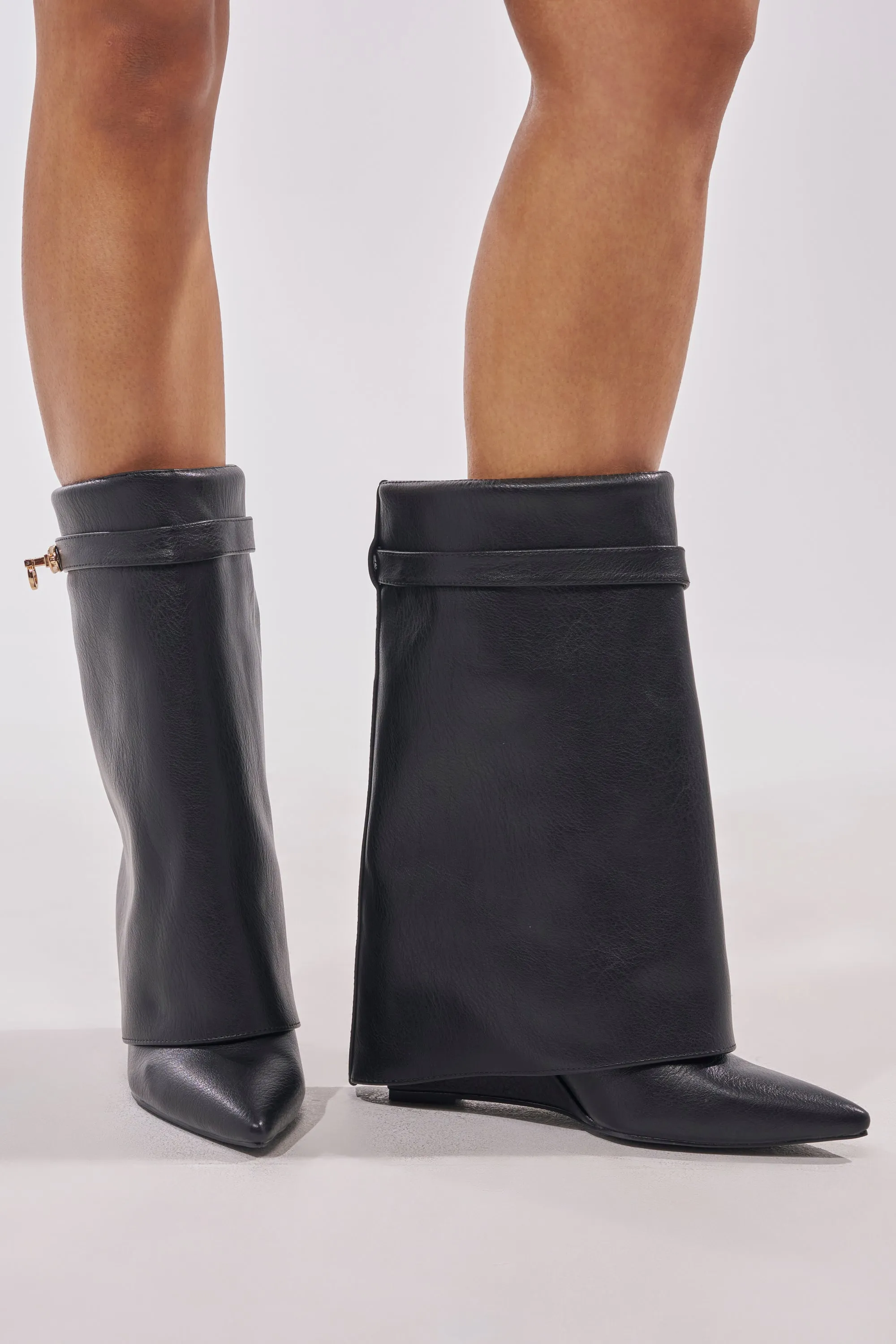 AZALEA WANG LOUISA BLACK PU WEDGE BOOTIE sold by AKIRA product image thumbnail 2
