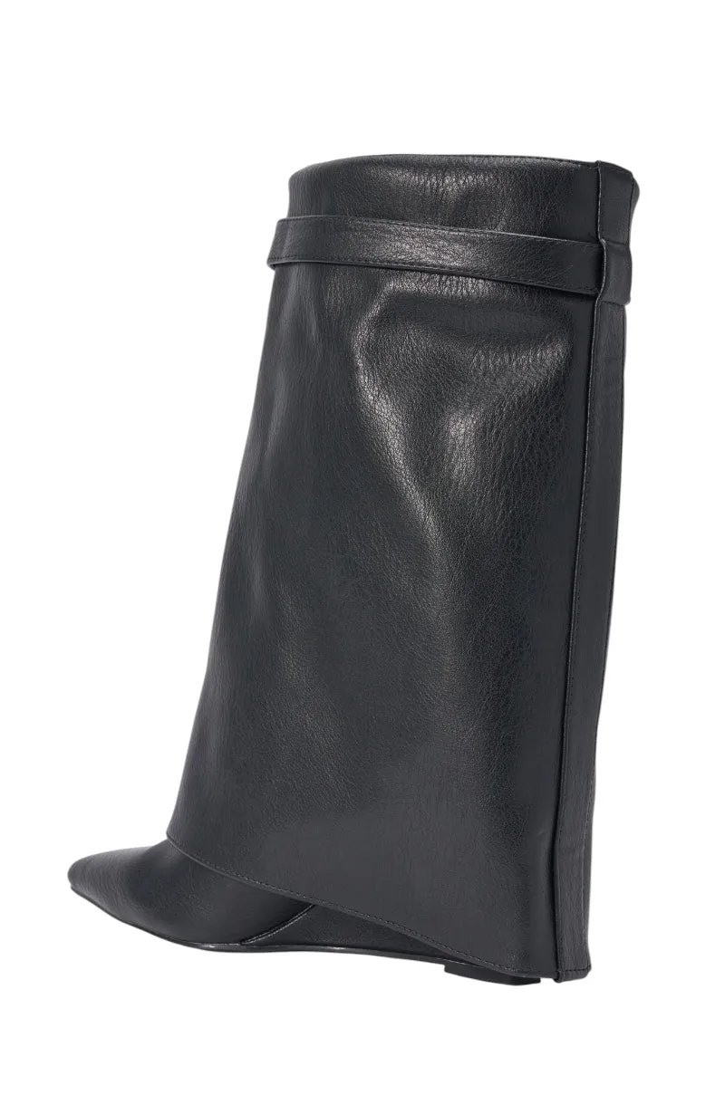 AZALEA WANG LOUISA BLACK PU WEDGE BOOTIE sold by AKIRA product image thumbnail 5