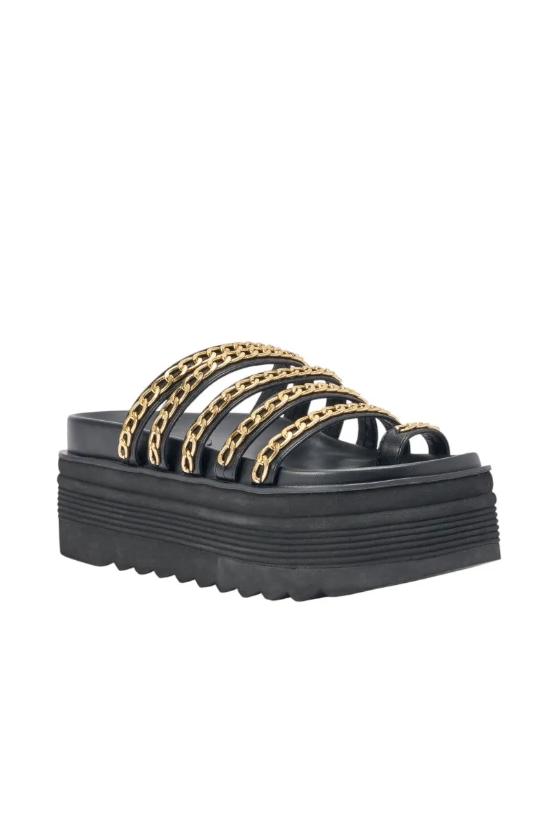 AKIRA CLEMENTE GOLD CHAIN DETAIL FLATFORM SANDAL sold by AKIRA product image thumbnail 5