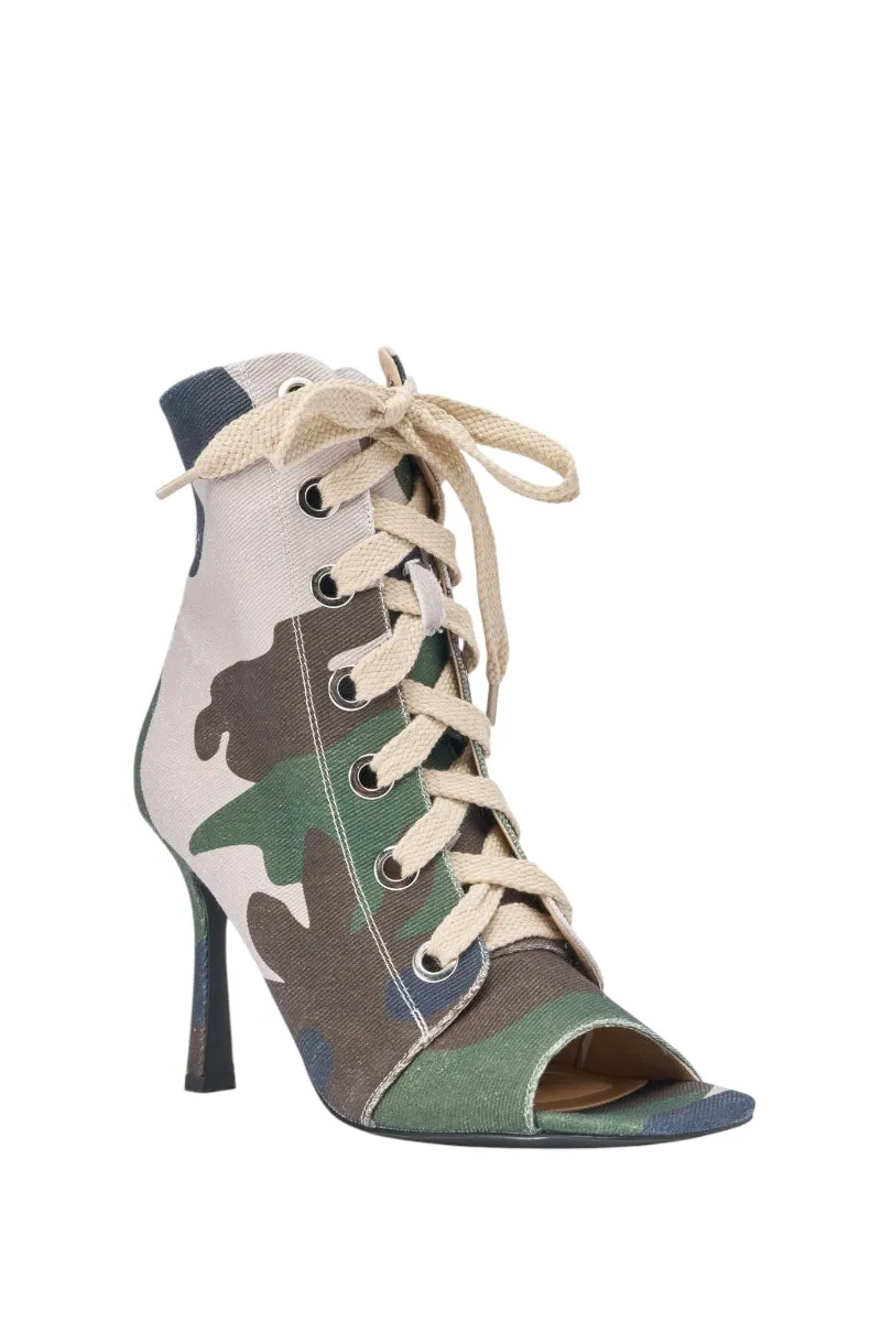 AZALEA WANG ROOFTOP CAMO OPEN TOE LACE UP BOOTIE sold by AKIRA product image thumbnail 5
