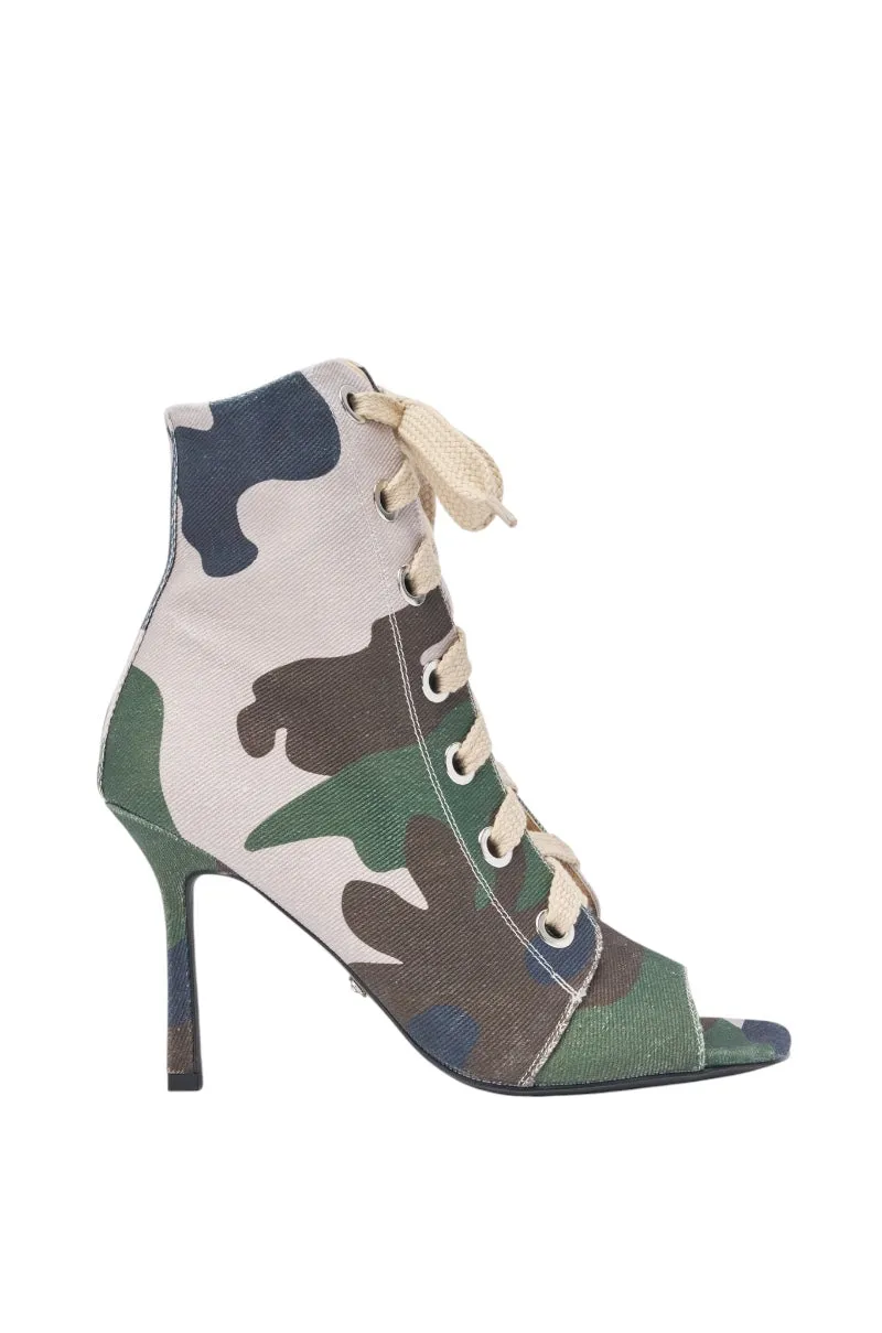 AZALEA WANG ROOFTOP CAMO OPEN TOE LACE UP BOOTIE sold by AKIRA product image thumbnail 4