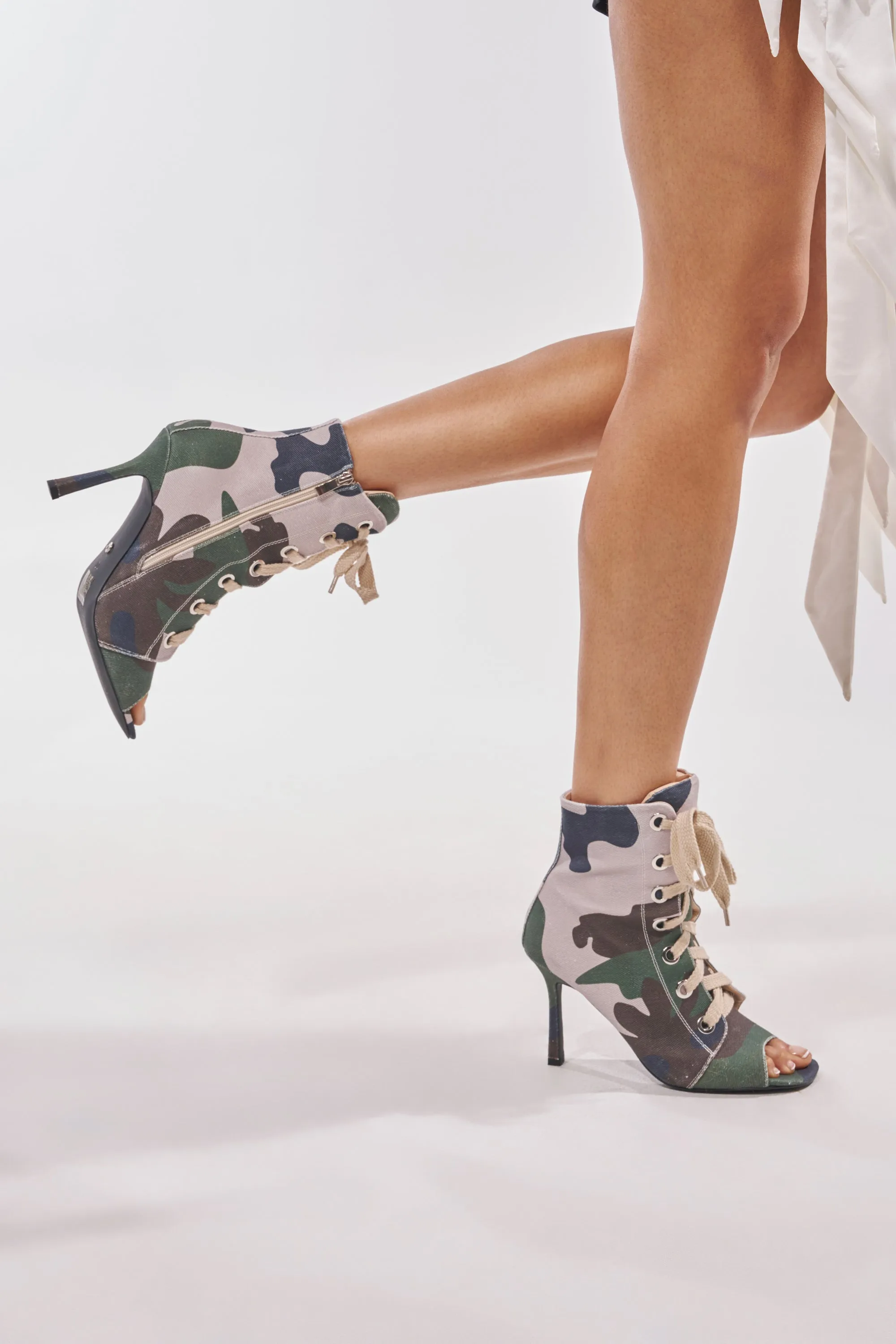 AZALEA WANG ROOFTOP CAMO OPEN TOE LACE UP BOOTIE sold by AKIRA product image thumbnail 3