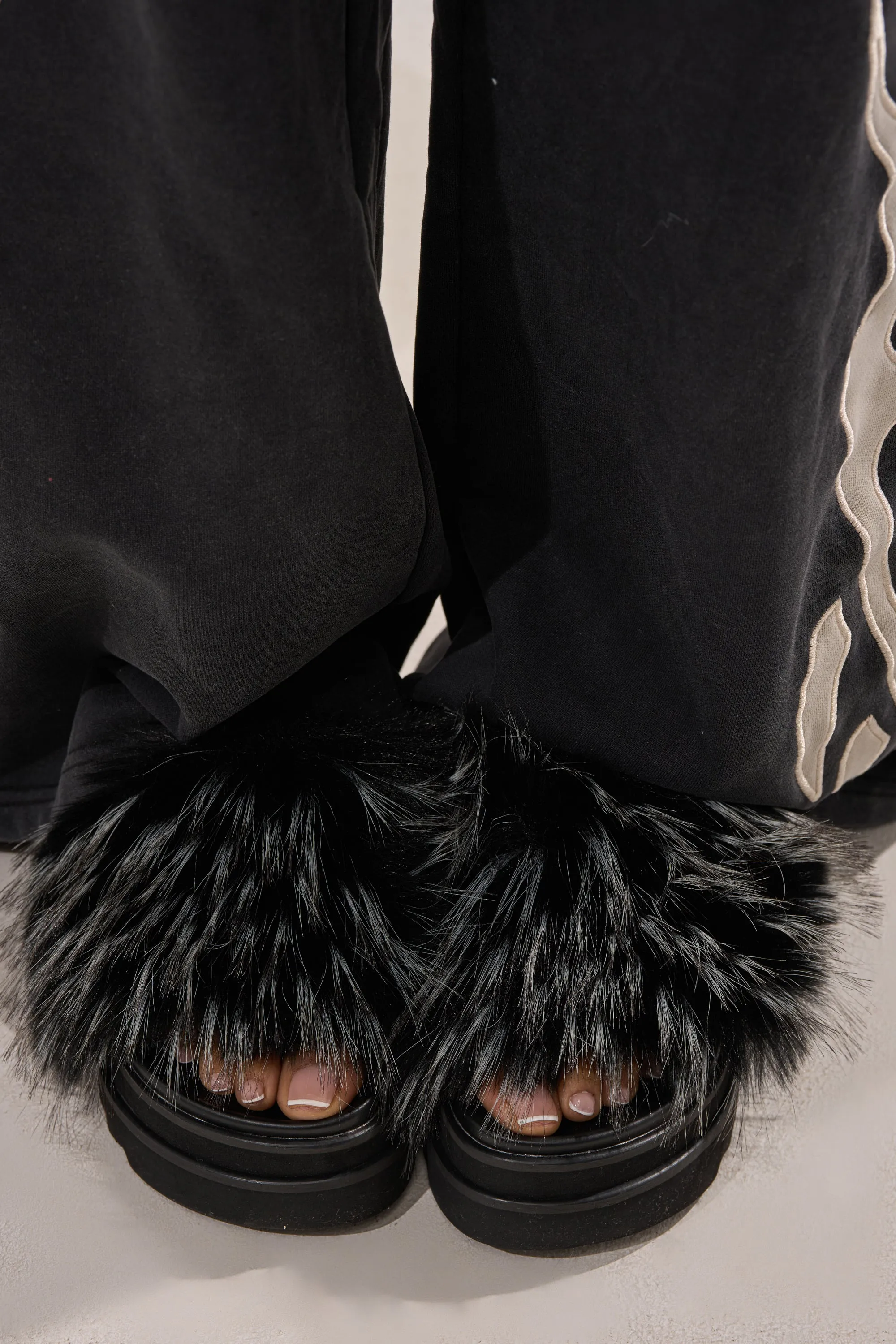 AKIRA MIRAY BLACK MULTI BLACK FUR SLIDE sold by AKIRA product image thumbnail 3